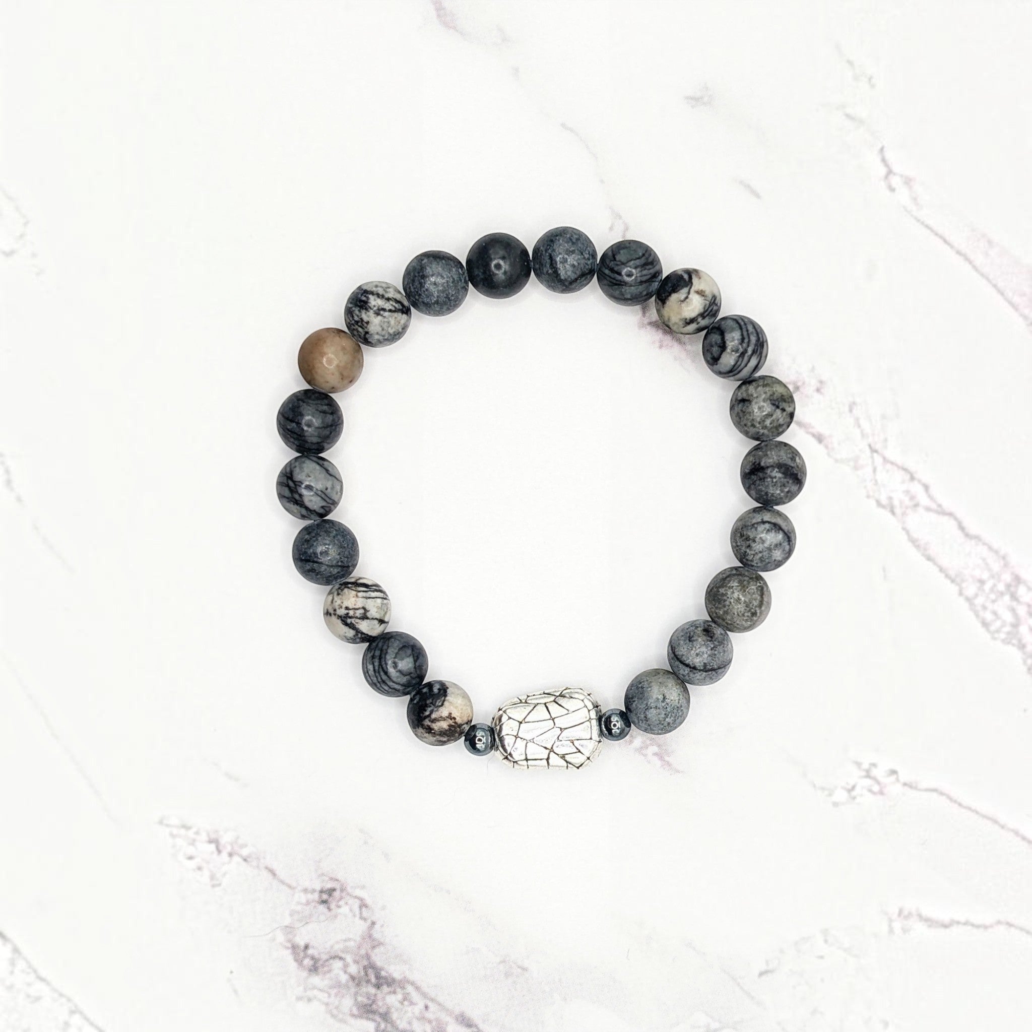 Black Water Jasper Bracelet — Mosaic Focal