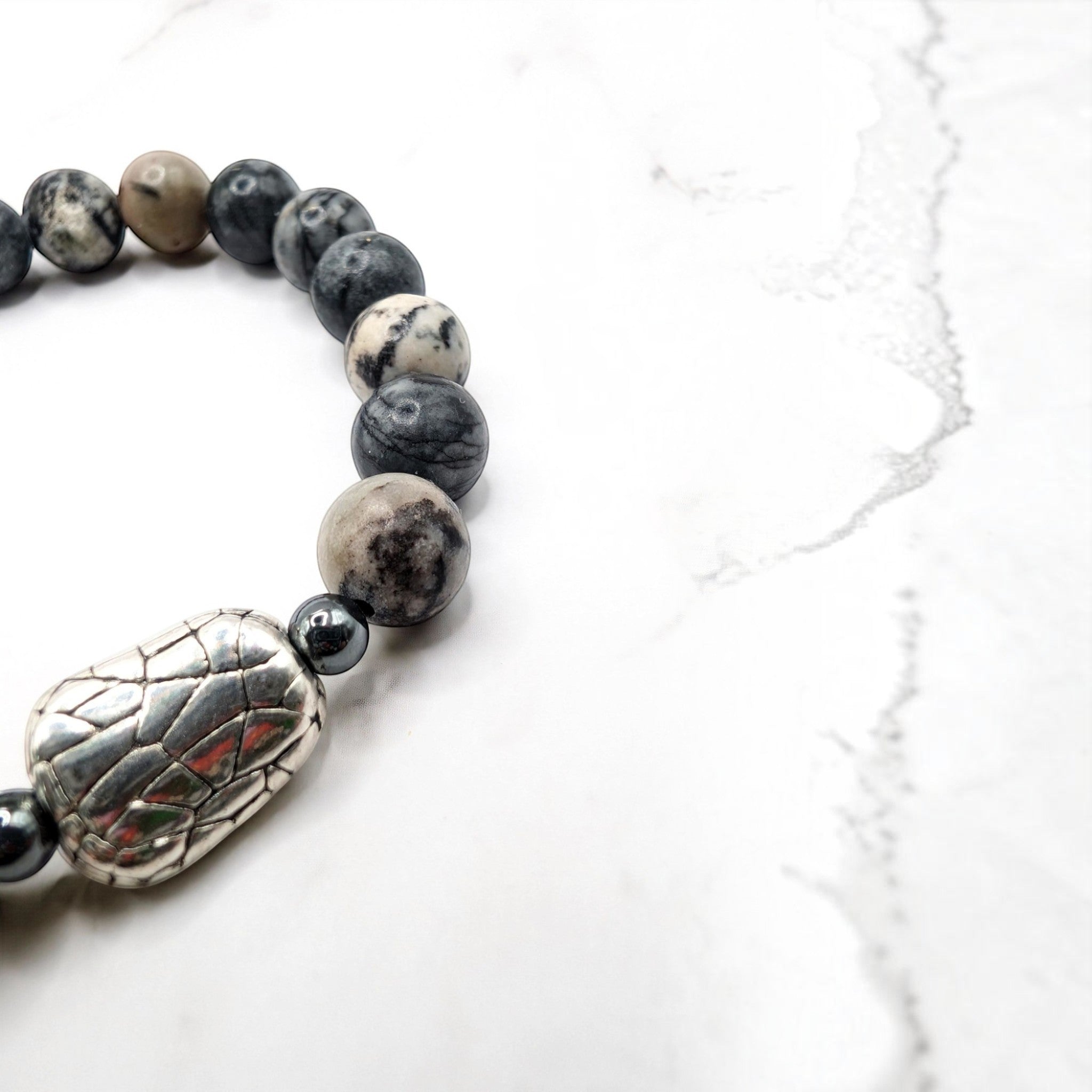 Black Water Jasper Bracelet — Mosaic Focal