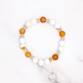 Handmade carnelian and orange blossom agate bracelet with Czech glass beads