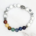 Handmade chakra stretch bracelet with white howlite and silver accent beads