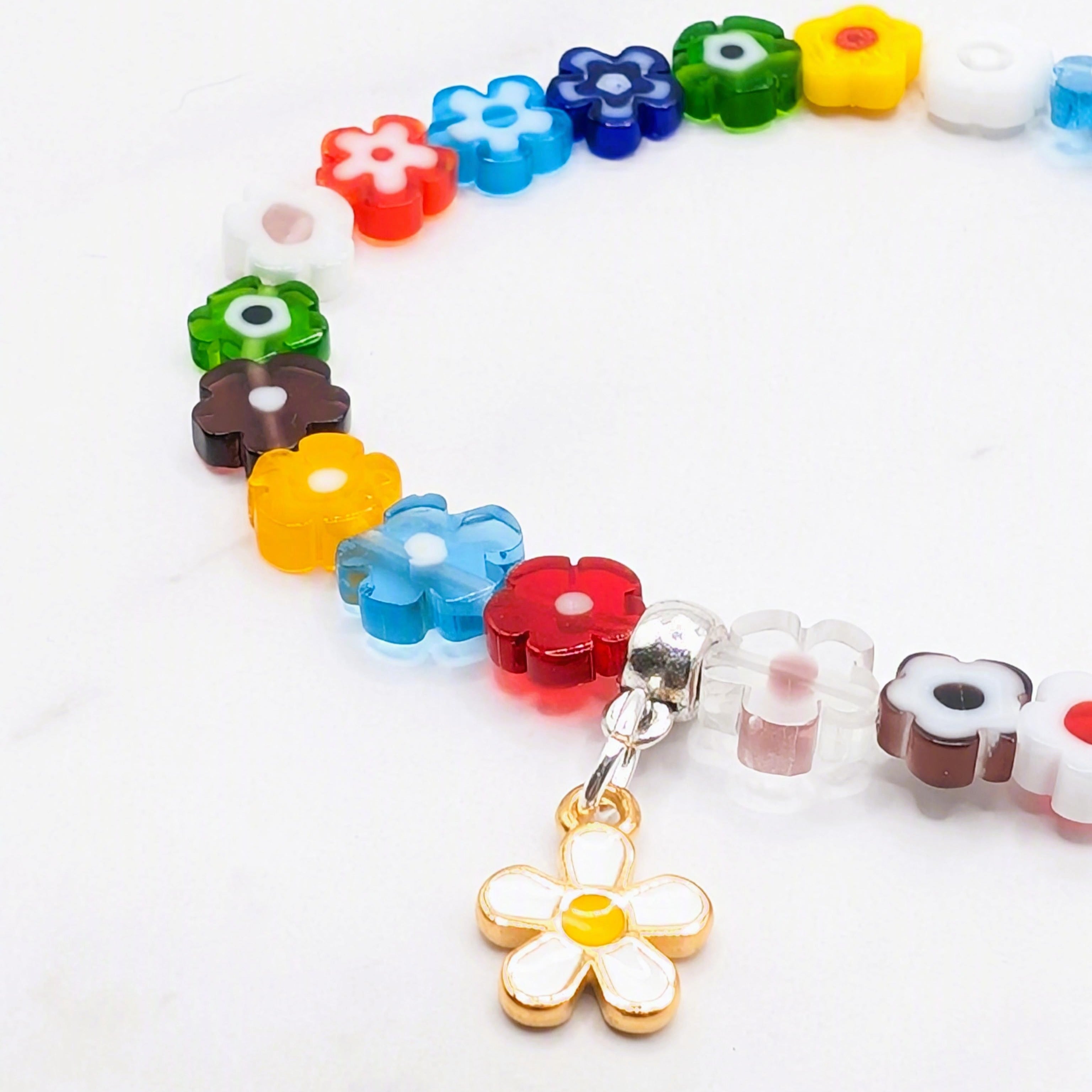 Millefiori Flower Charm Bracelet