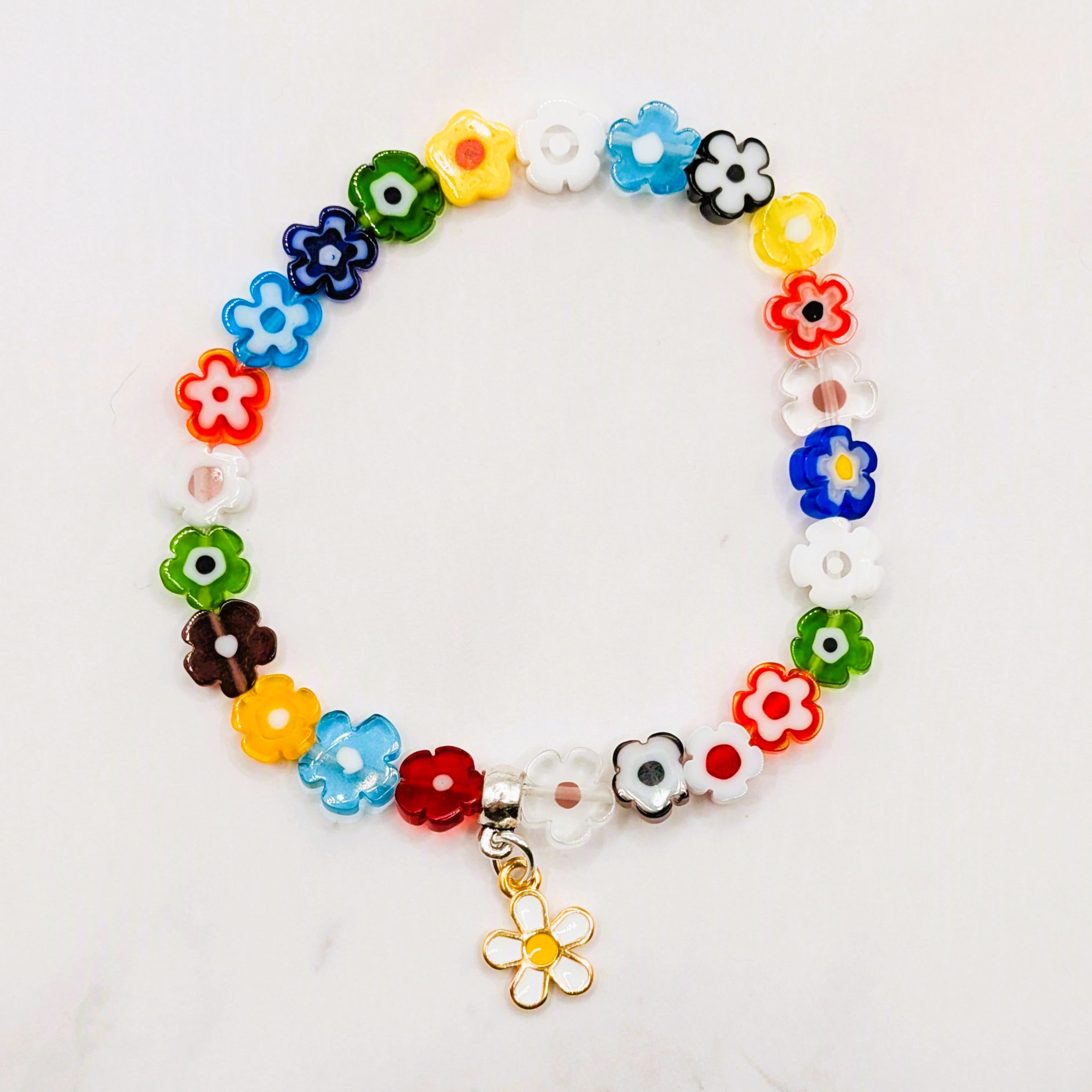 Millefiori Flower Charm Bracelet