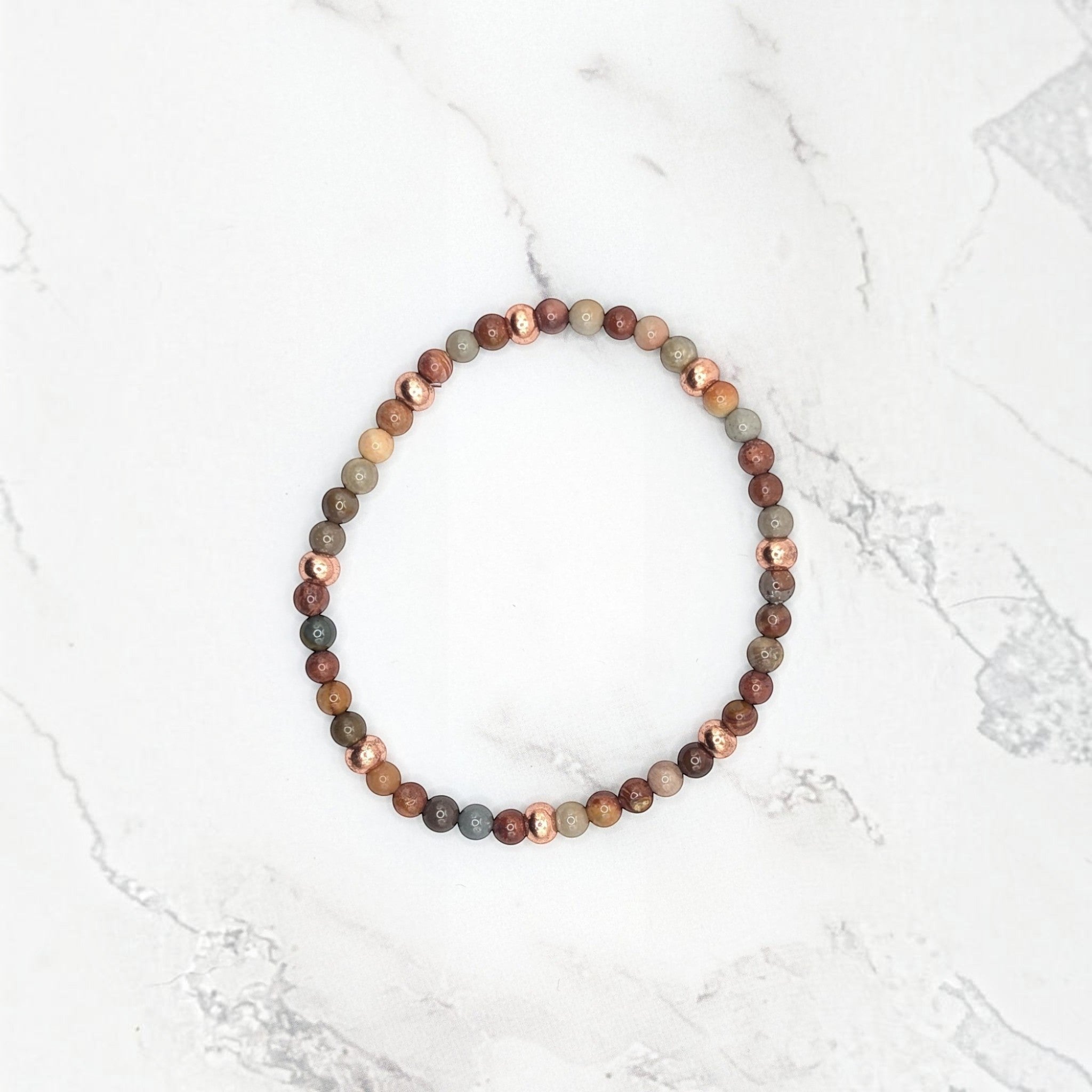Polychrome Jasper Bracelet — Copper Accents