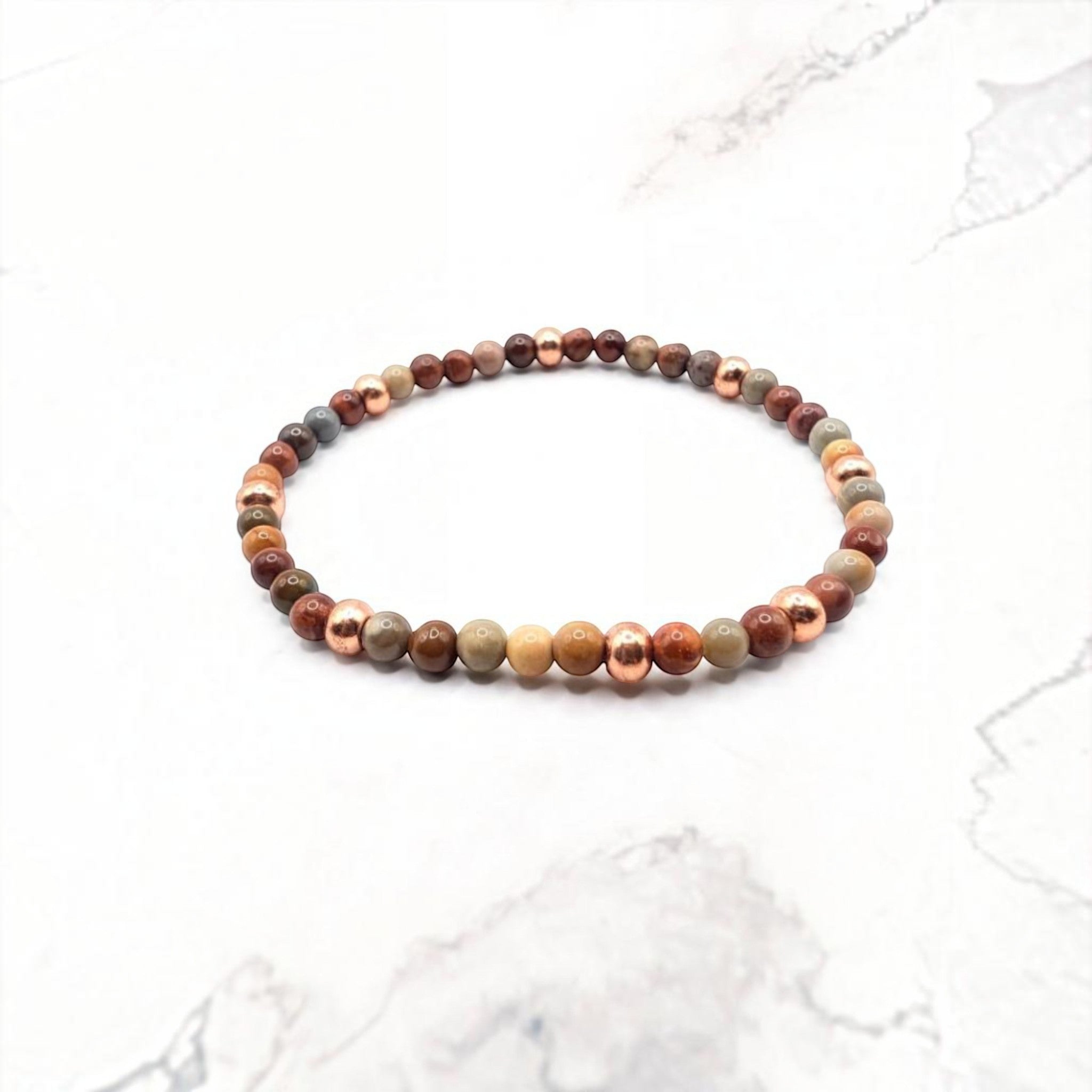 Polychrome Jasper Bracelet — Copper Accents