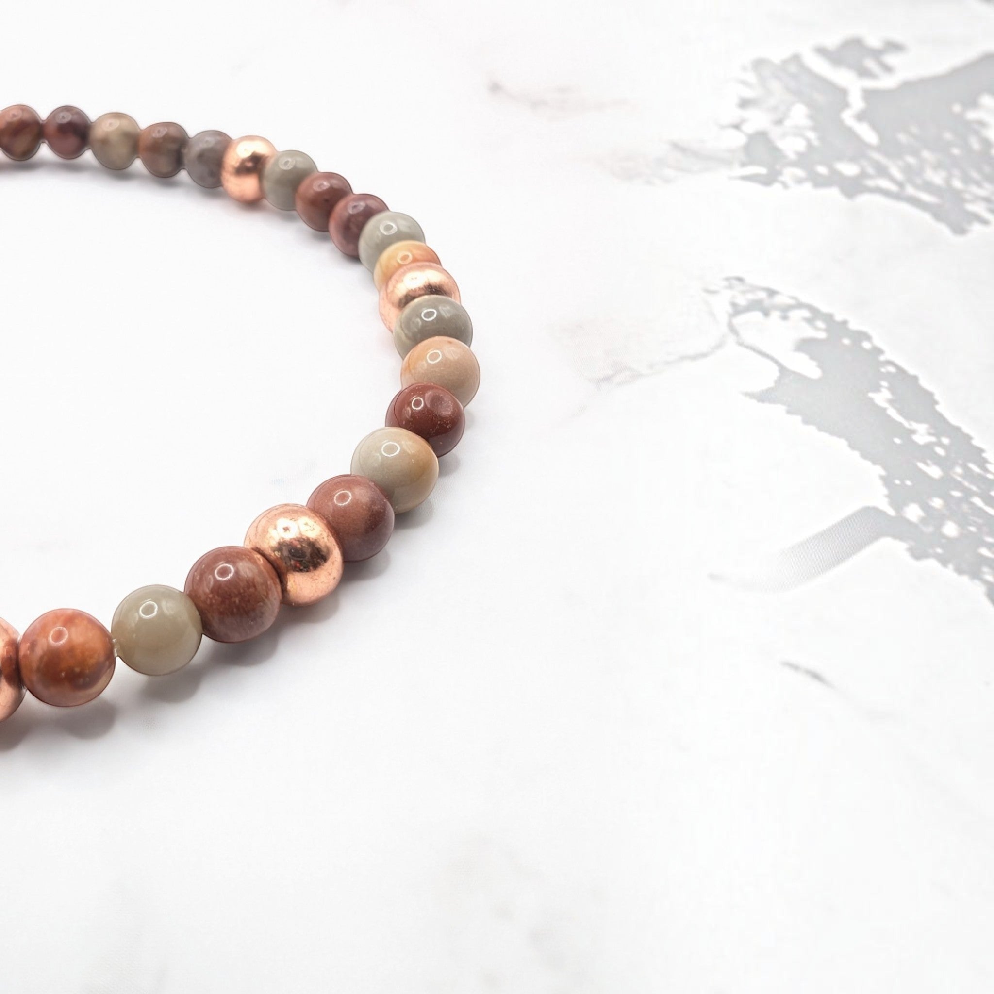 Polychrome Jasper Bracelet — Copper Accents