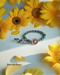 Knotted African Turquoise Bracelet with Sunflower Button Closure