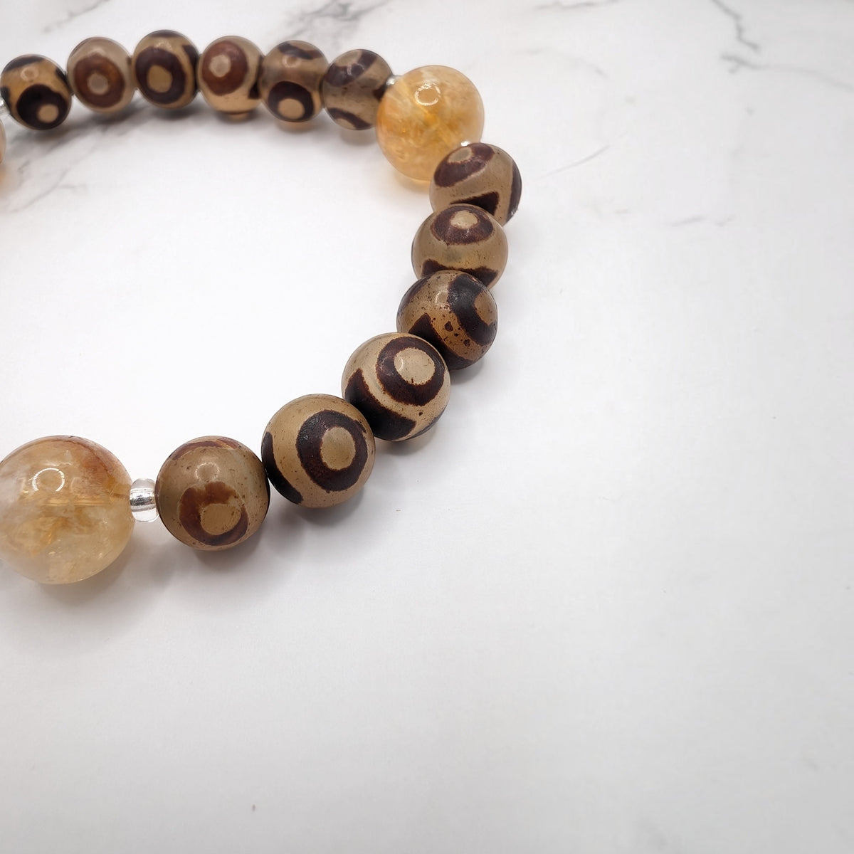 Tibetan Dzi-style Agate Bracelet — Citrine
