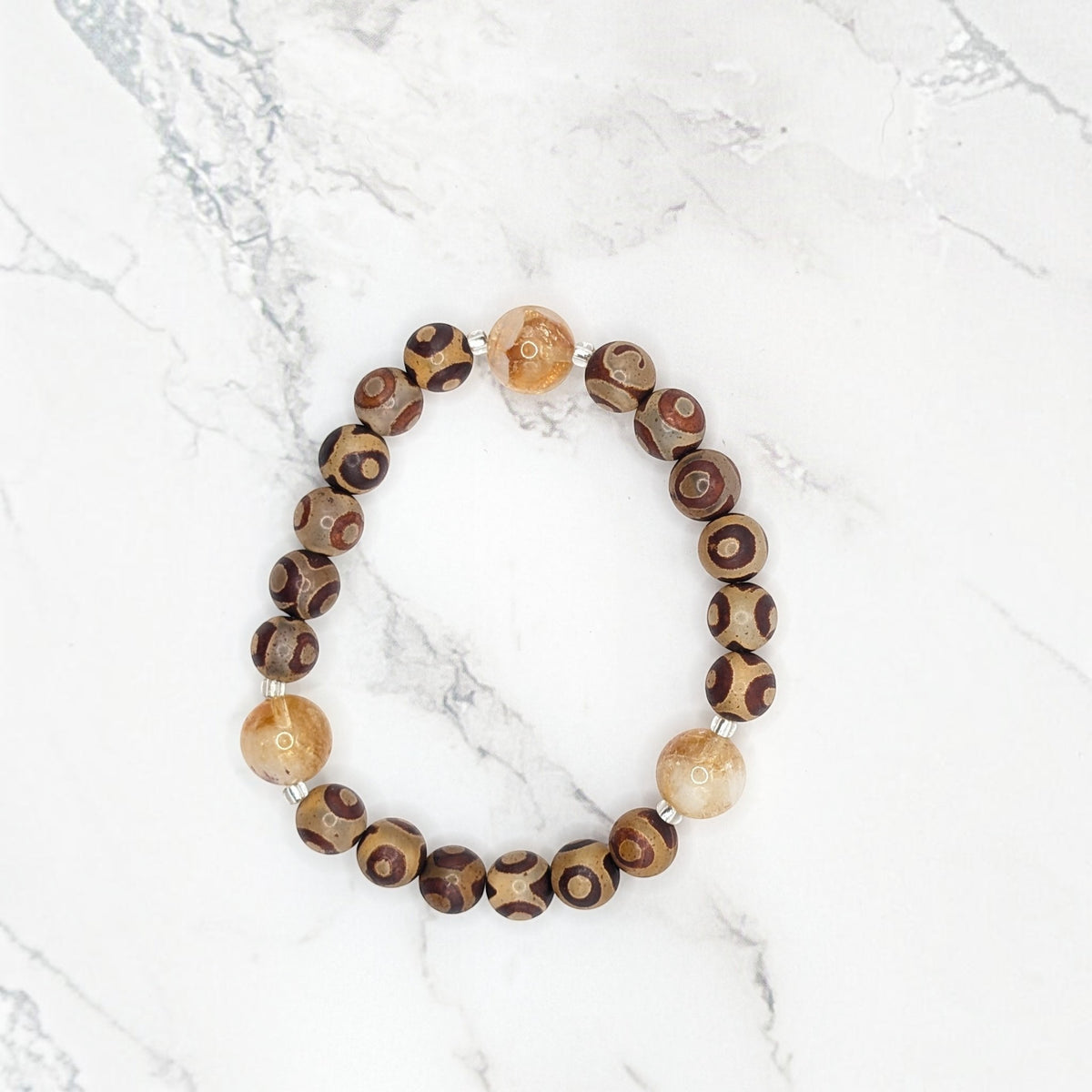 Tibetan Dzi-style Agate Bracelet — Citrine