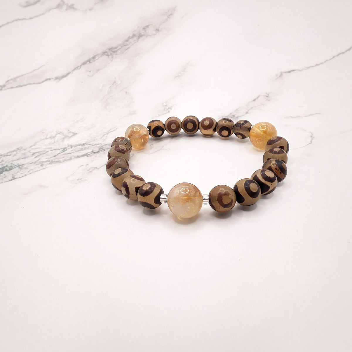 Tibetan Dzi-style Agate Bracelet — Citrine