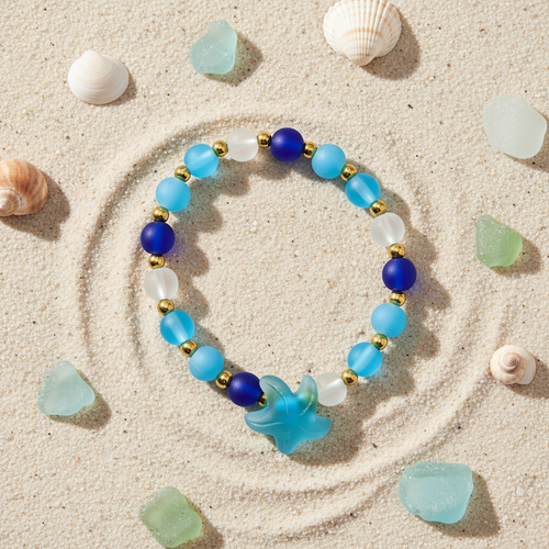 Beach Glass Starfish Flat Lay