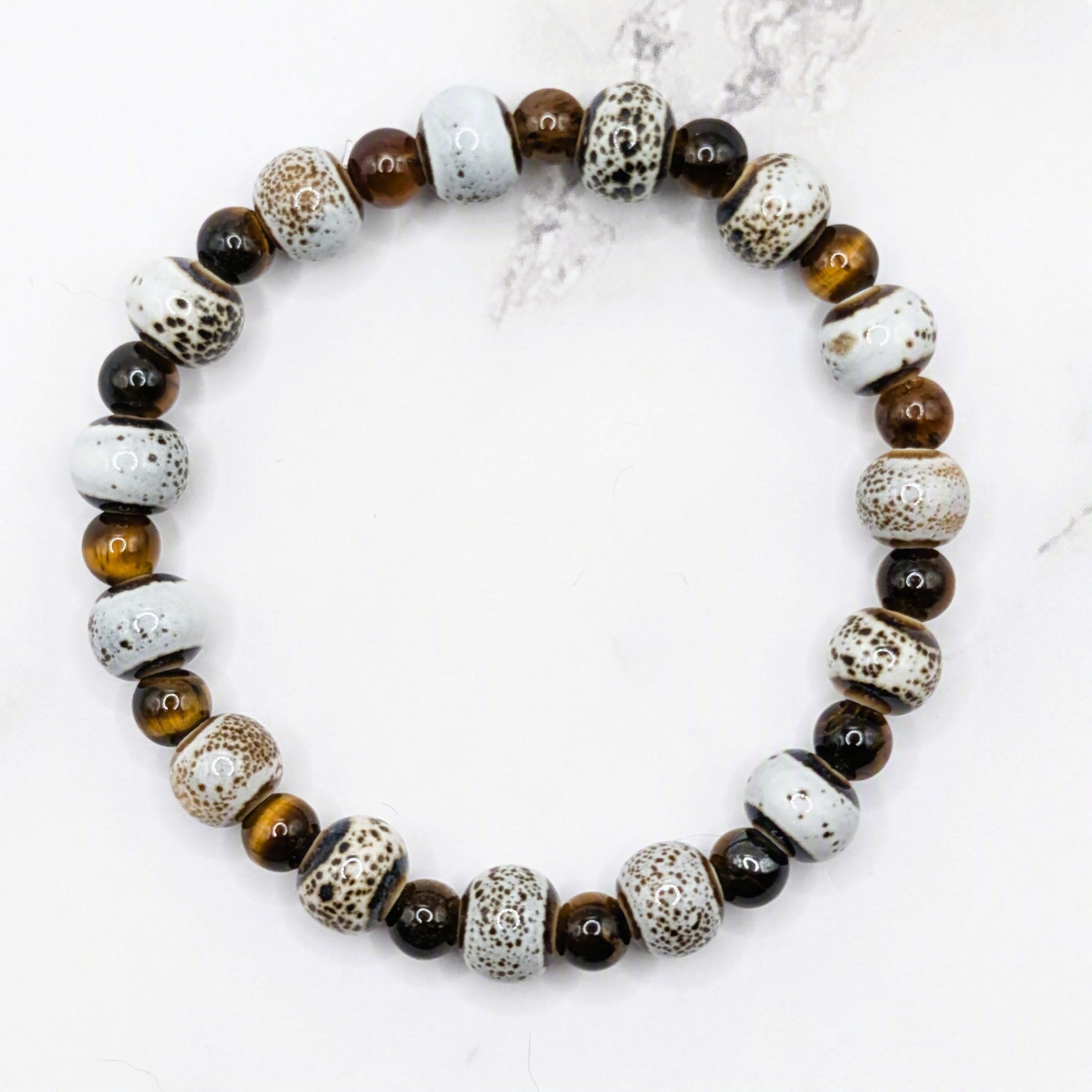 Birch Porcelain & Tiger Eye Bracelet