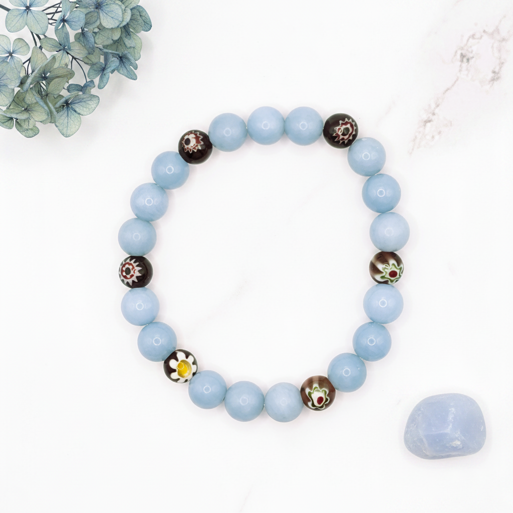 Blue Angelite Millefiori Editorial