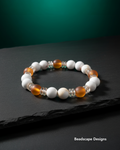 Carnelian and Orange Blossom Agate Bracelet - Handmade with Czech Glass