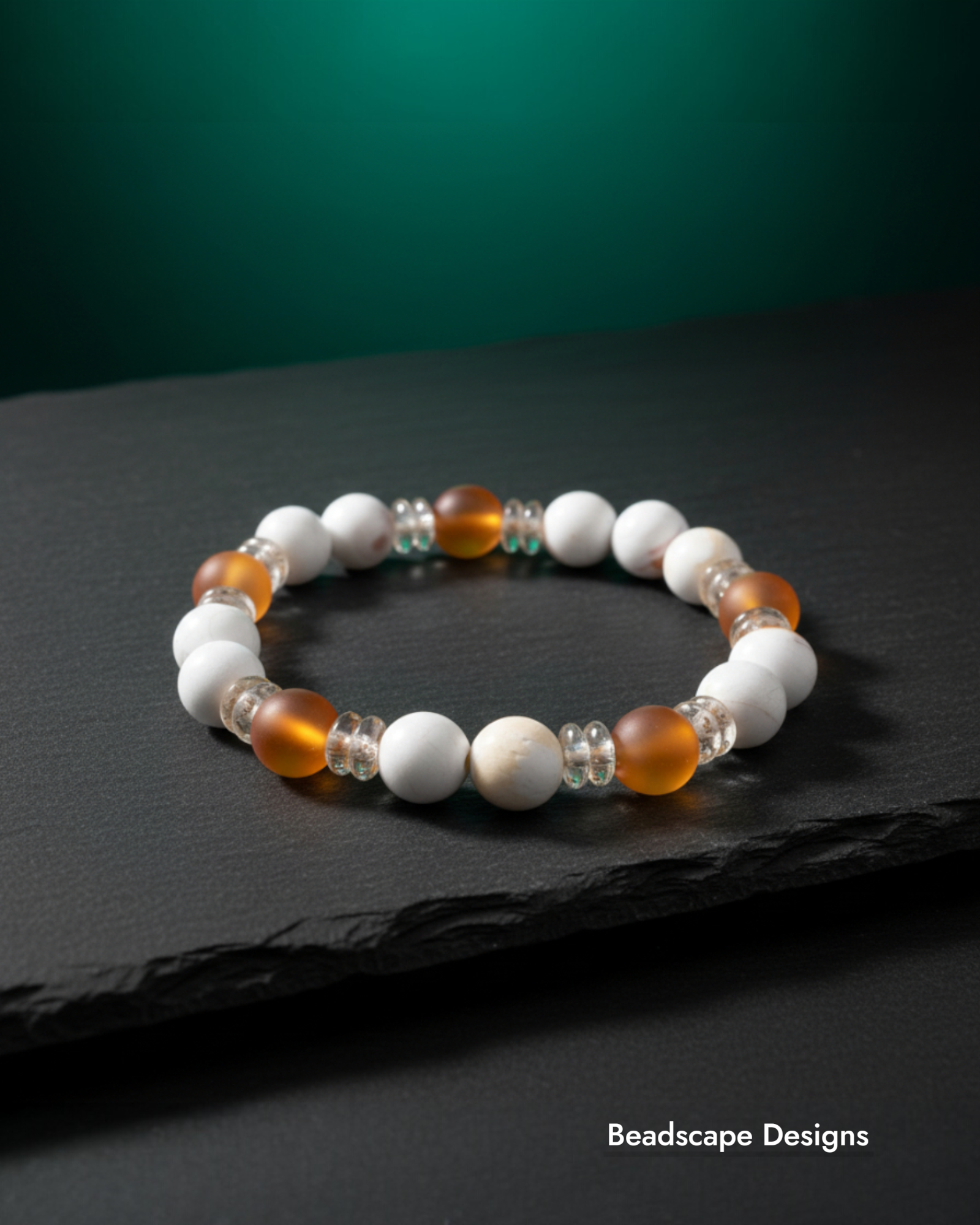Carnelian and Orange Blossom Agate Bracelet - Handmade with Czech Glass