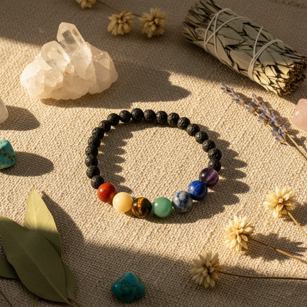 Chakra Lava Bead Flat Lay