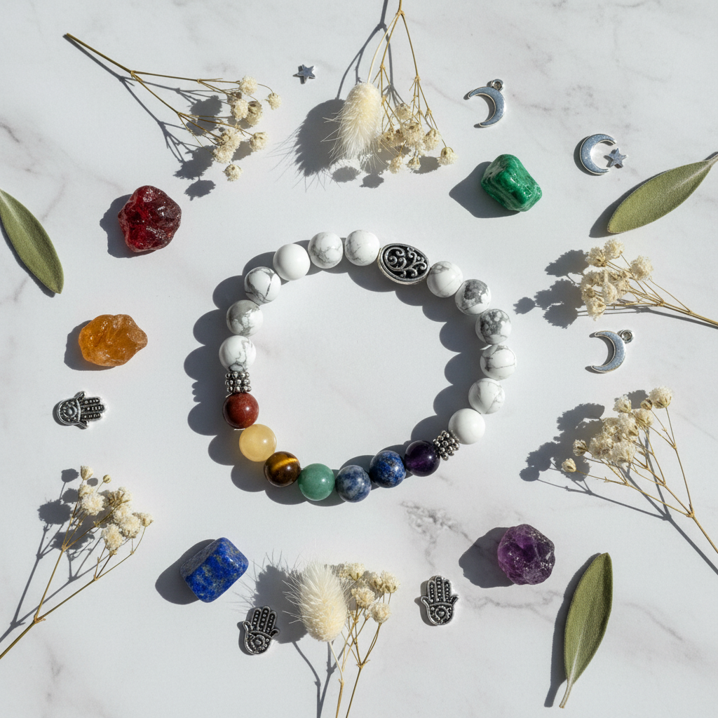Chakra White Howlite Flat Lay
