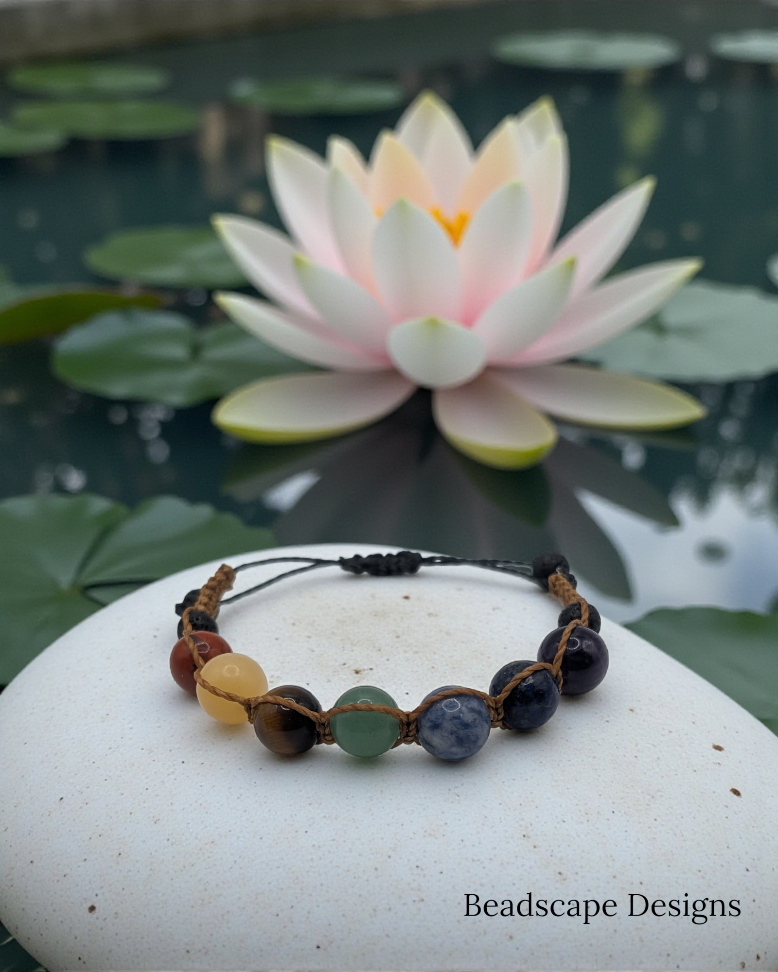 Adjustable Chakra Bead Macrame Bracelet