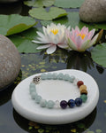 Chakra Bracelet with Green Angelite - Handmade Gemstone Stretch Bracelet