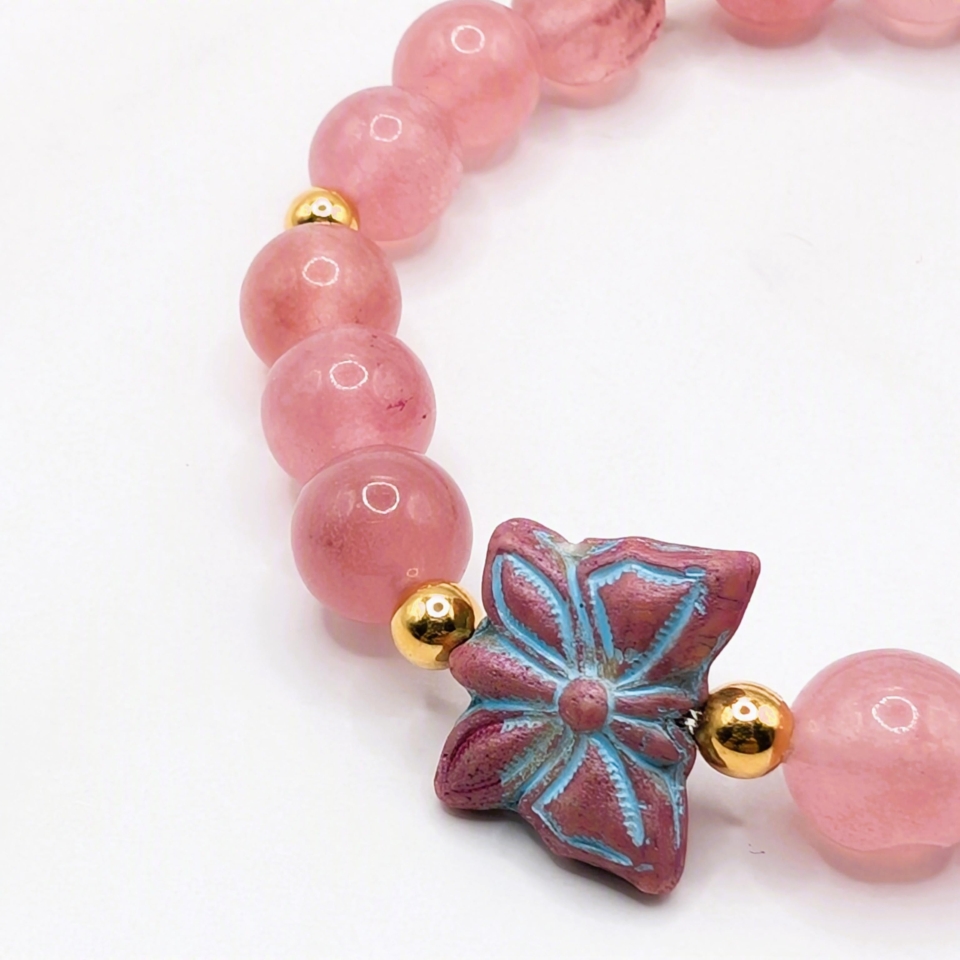 Cherry Quartz & Butterfly Bracelet