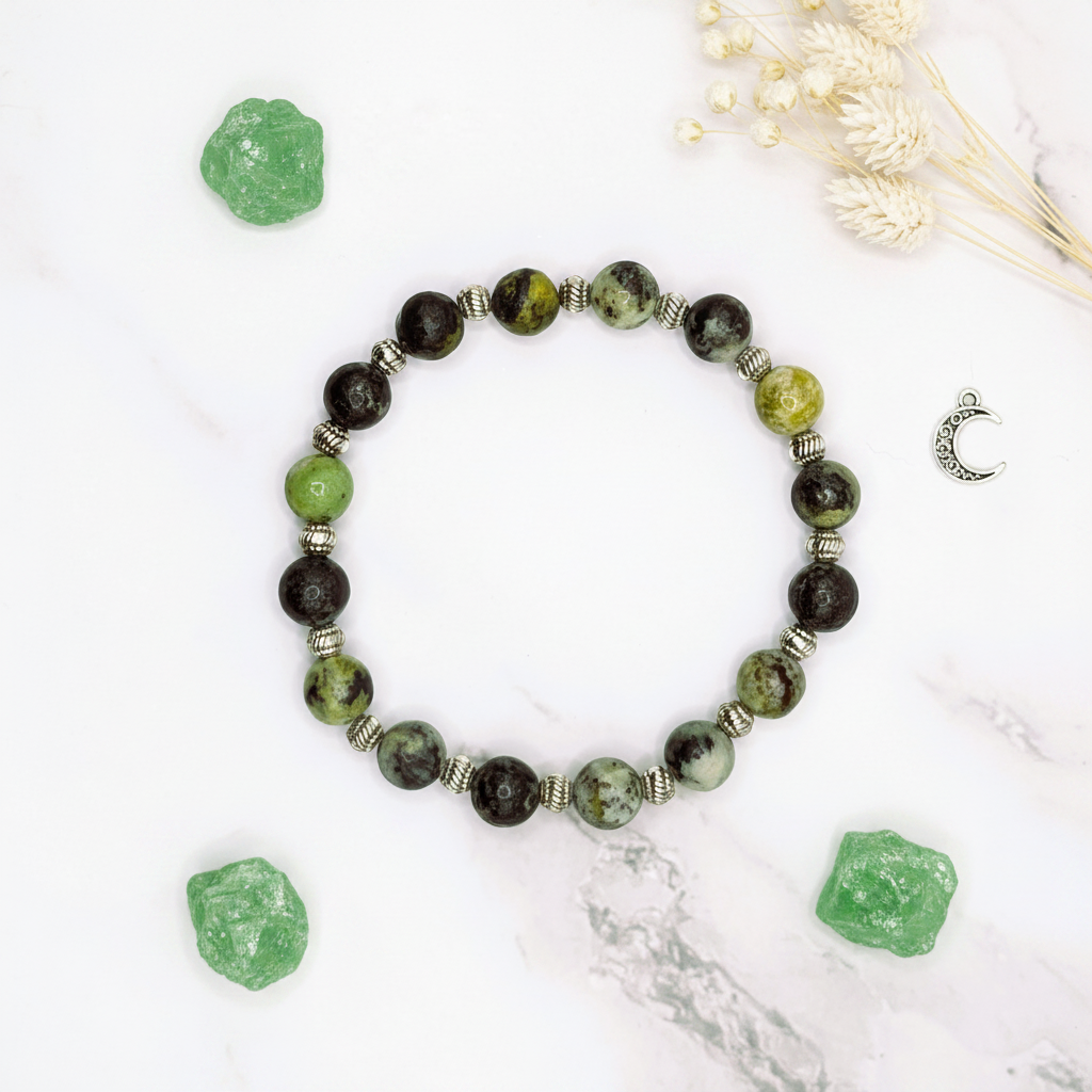 China Chrysoprase Silver Flat Lay