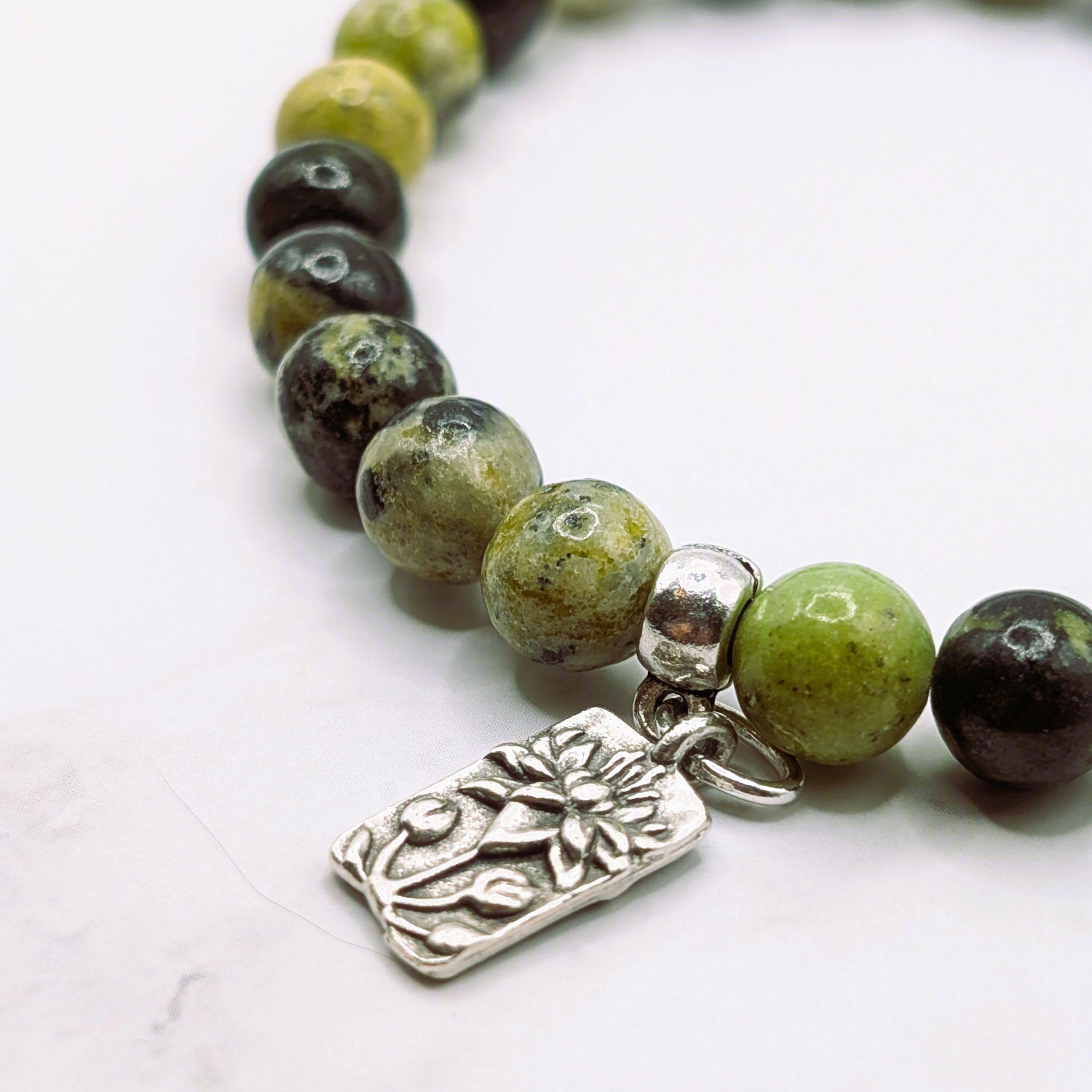 China Chrysoprase & Lotus Charm Bracelet