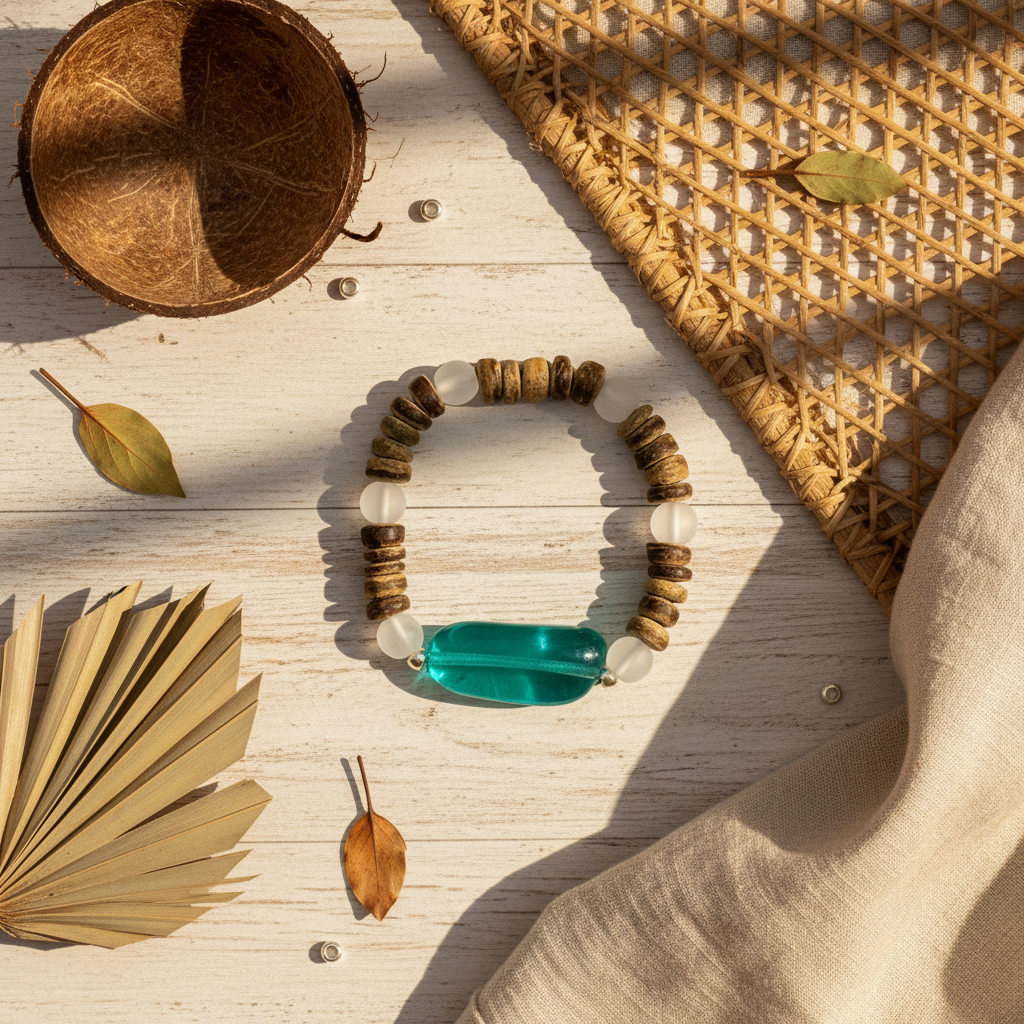 Czech Glass Coconut Flat Lay