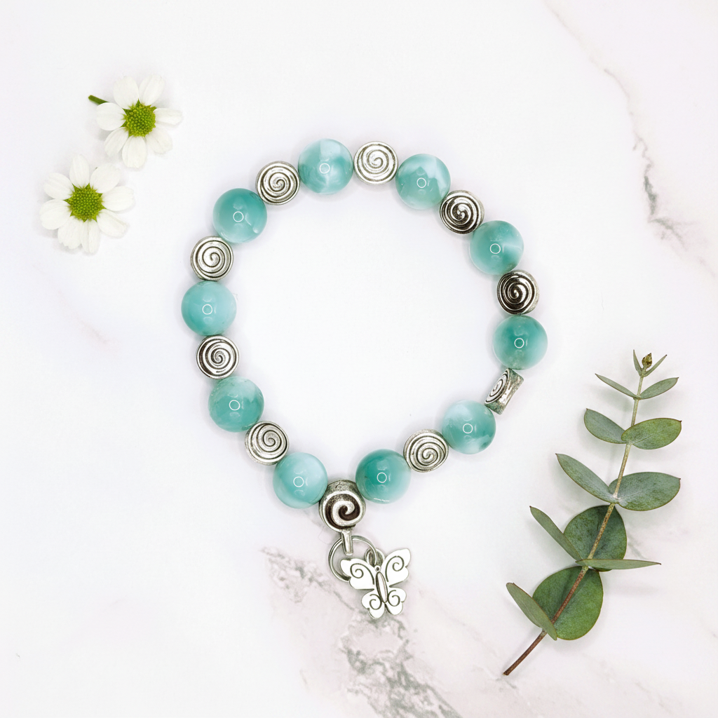 Green Pectolite Butterfly Flat Lay