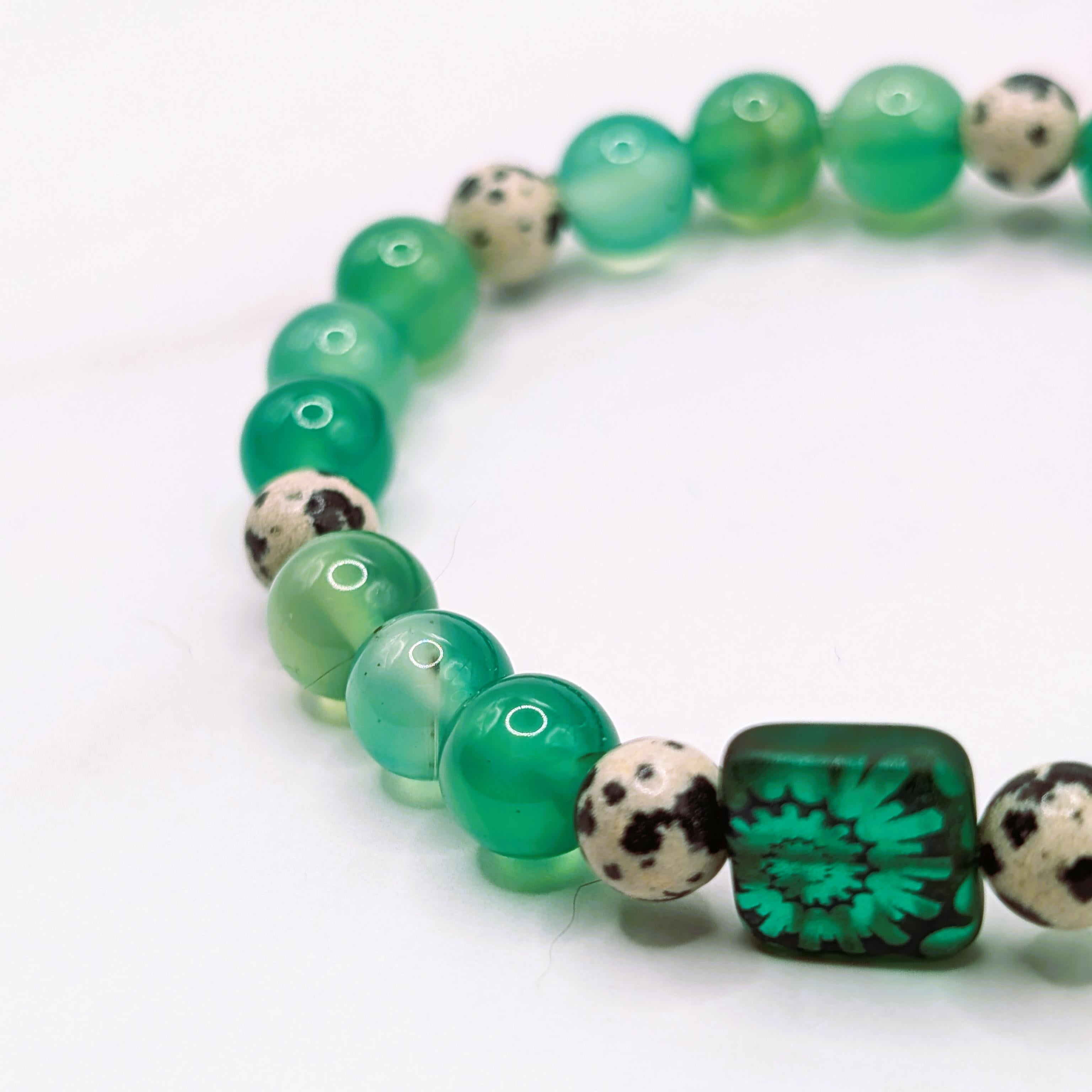Green Agate & Dalmatian Jasper Bracelet