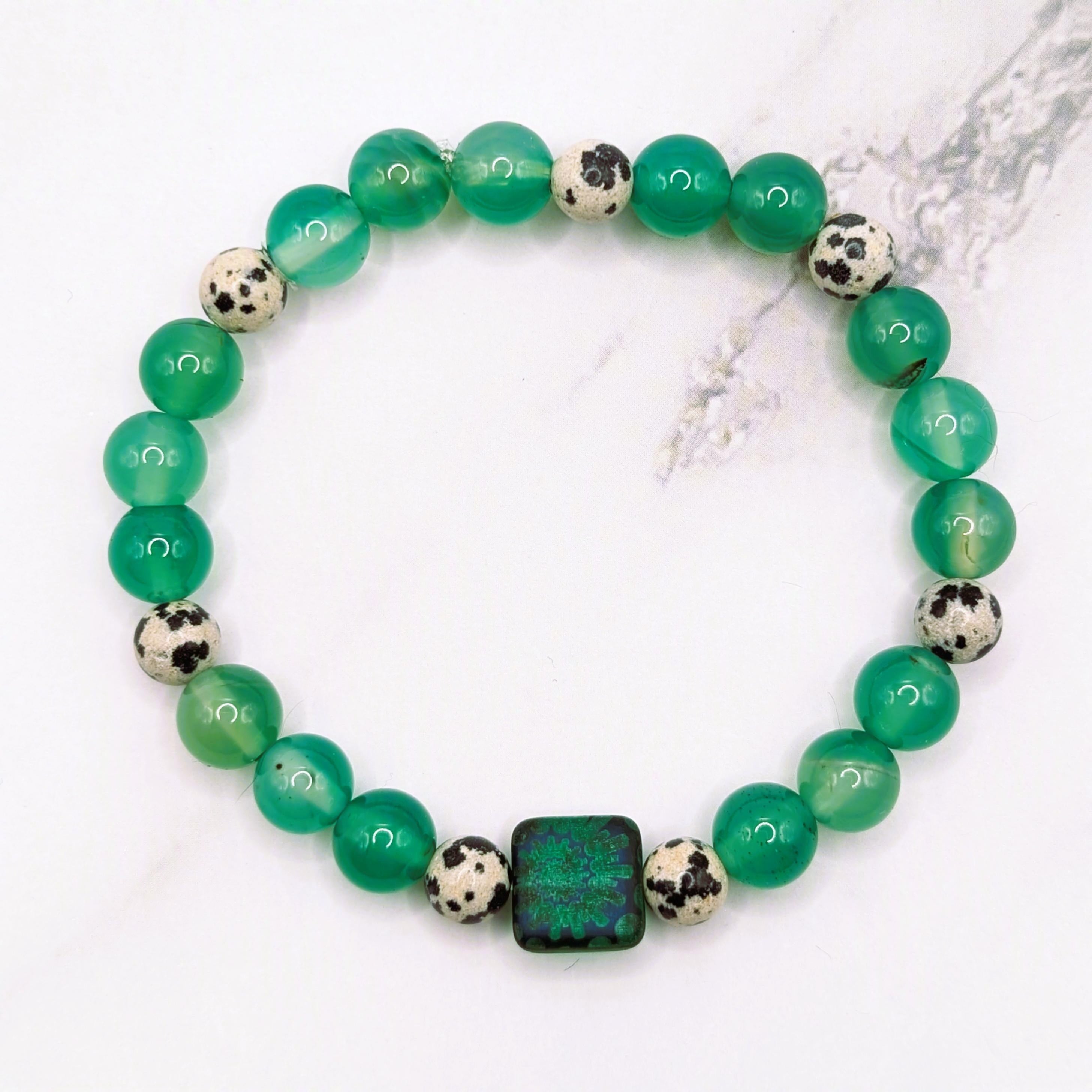 Green Agate & Dalmatian Jasper Bracelet