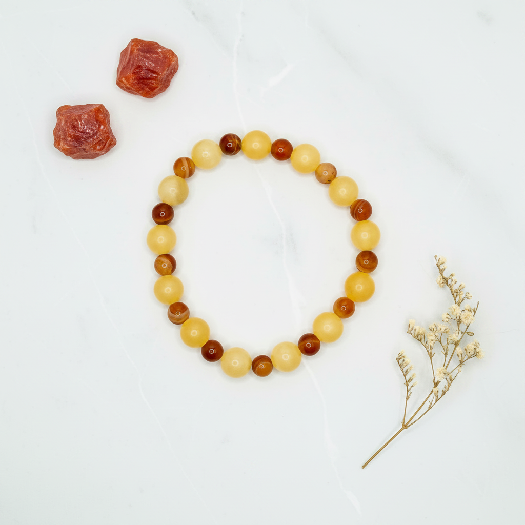 Honey Stone Carnelian Flat Lay — Bright