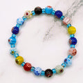 Millefiori Flower Bracelet Aqua Blue