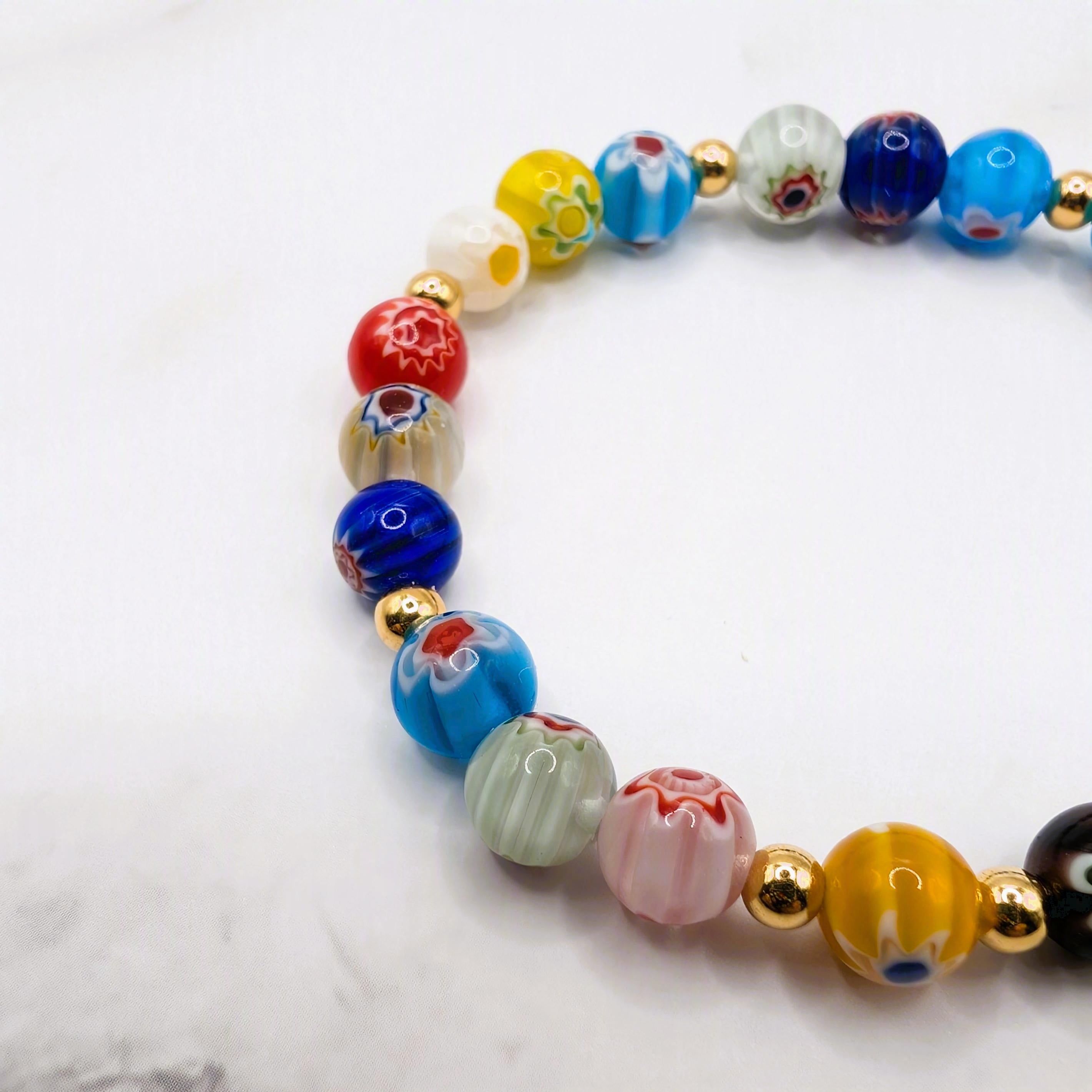 Millefiori Flower Bracelet Gold
