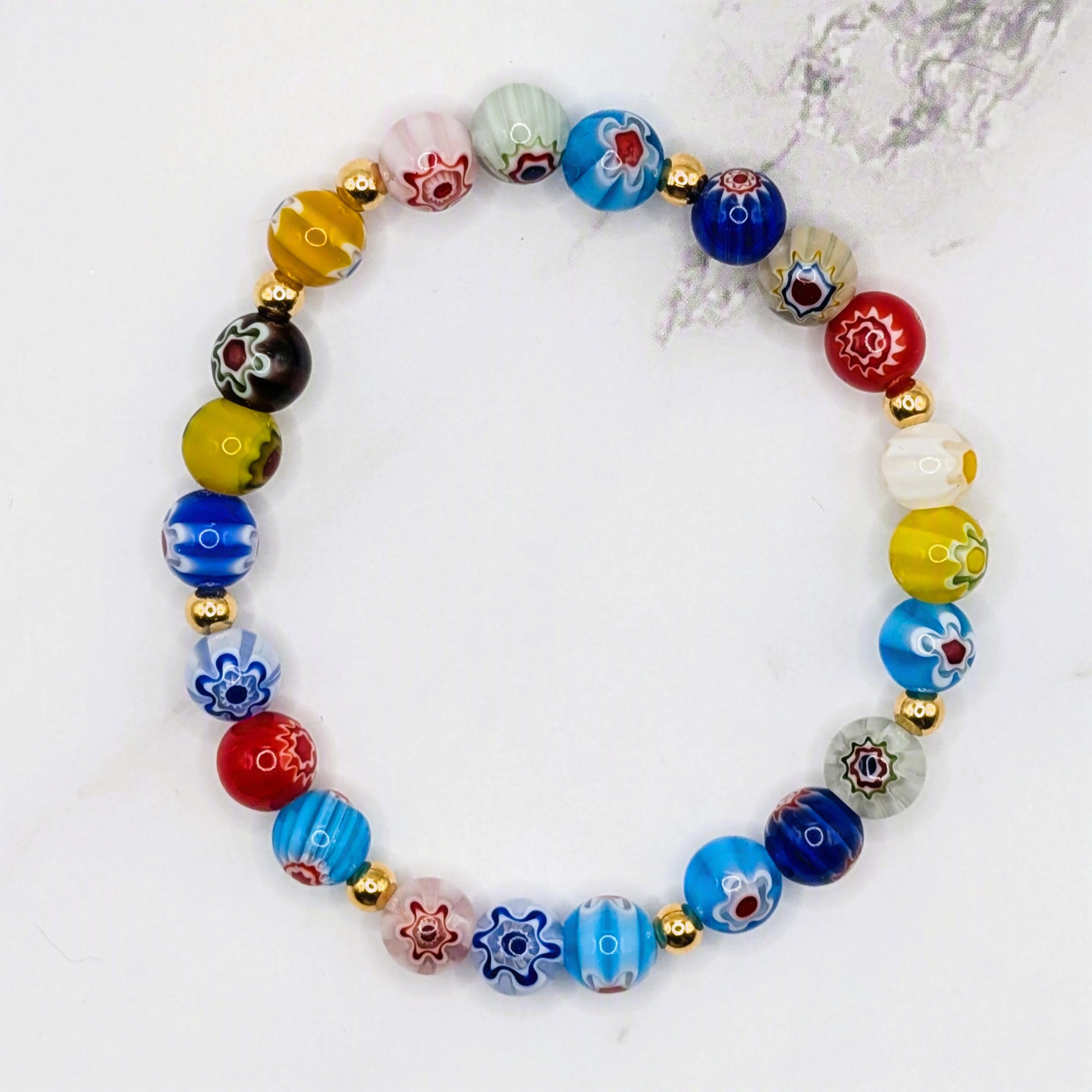 Millefiori Flower Bracelet Gold