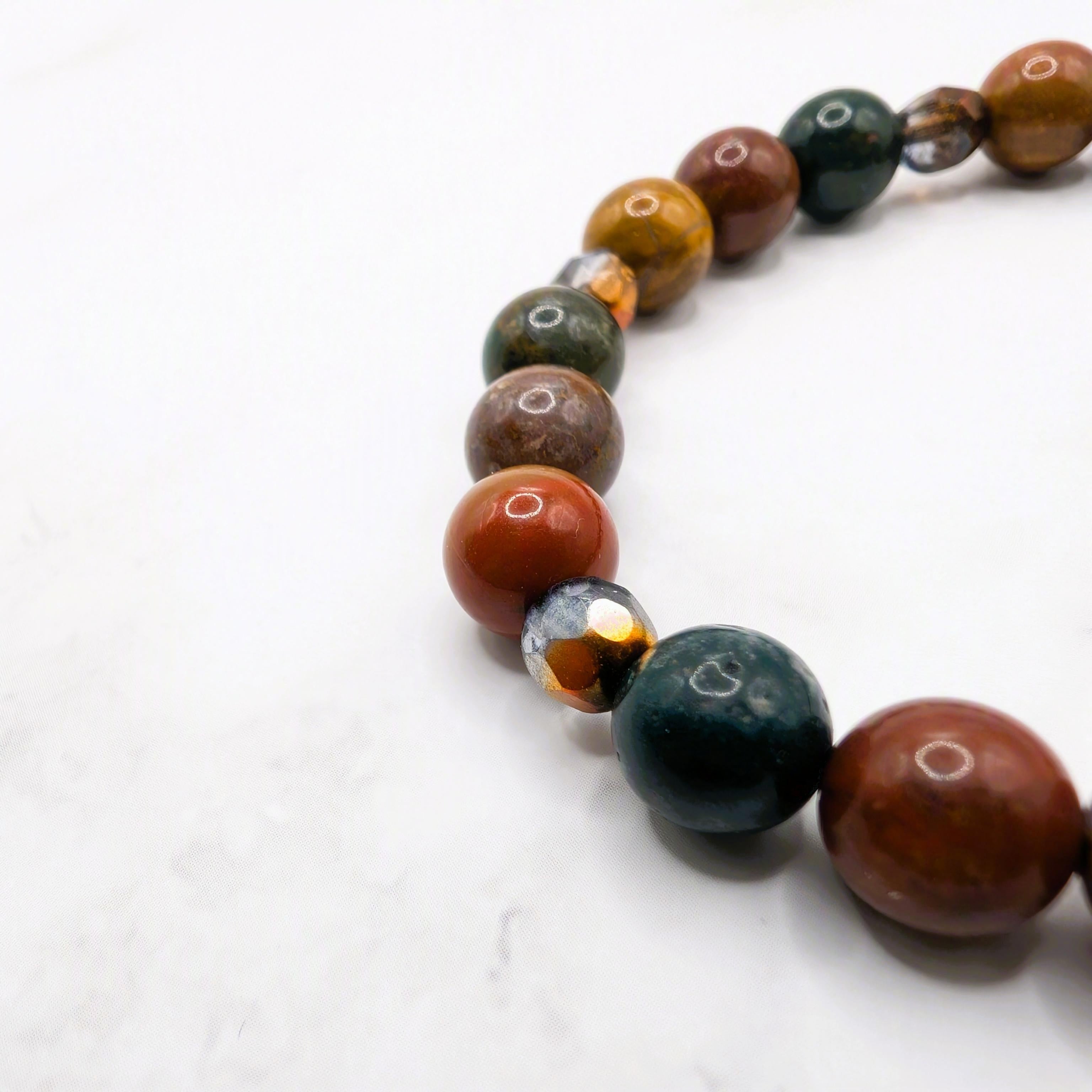 Ocean Jasper & Czech Glass Bracelet