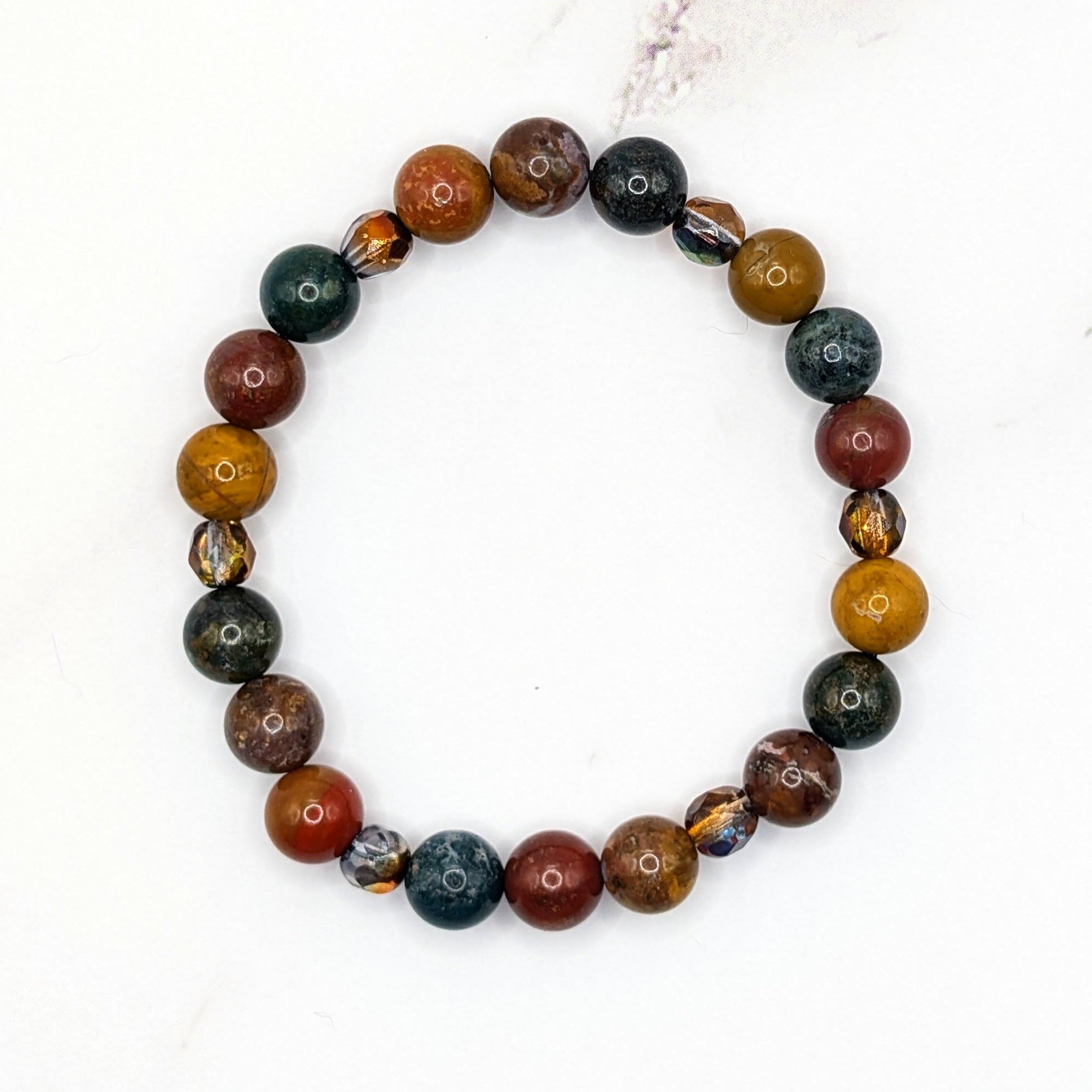 Ocean Jasper & Czech Glass Bracelet