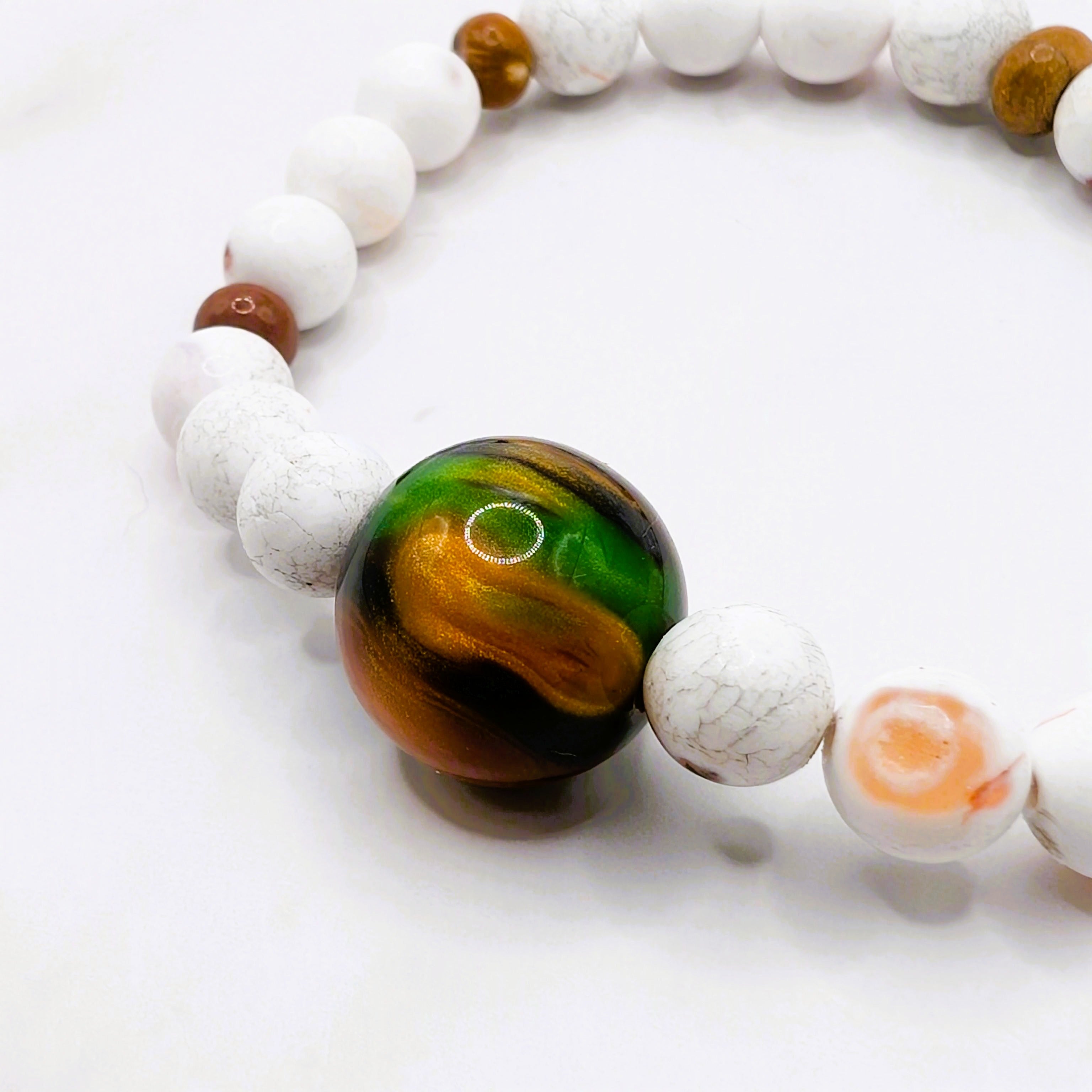 Orange Blossom Agate & Dark Woods Bracelet