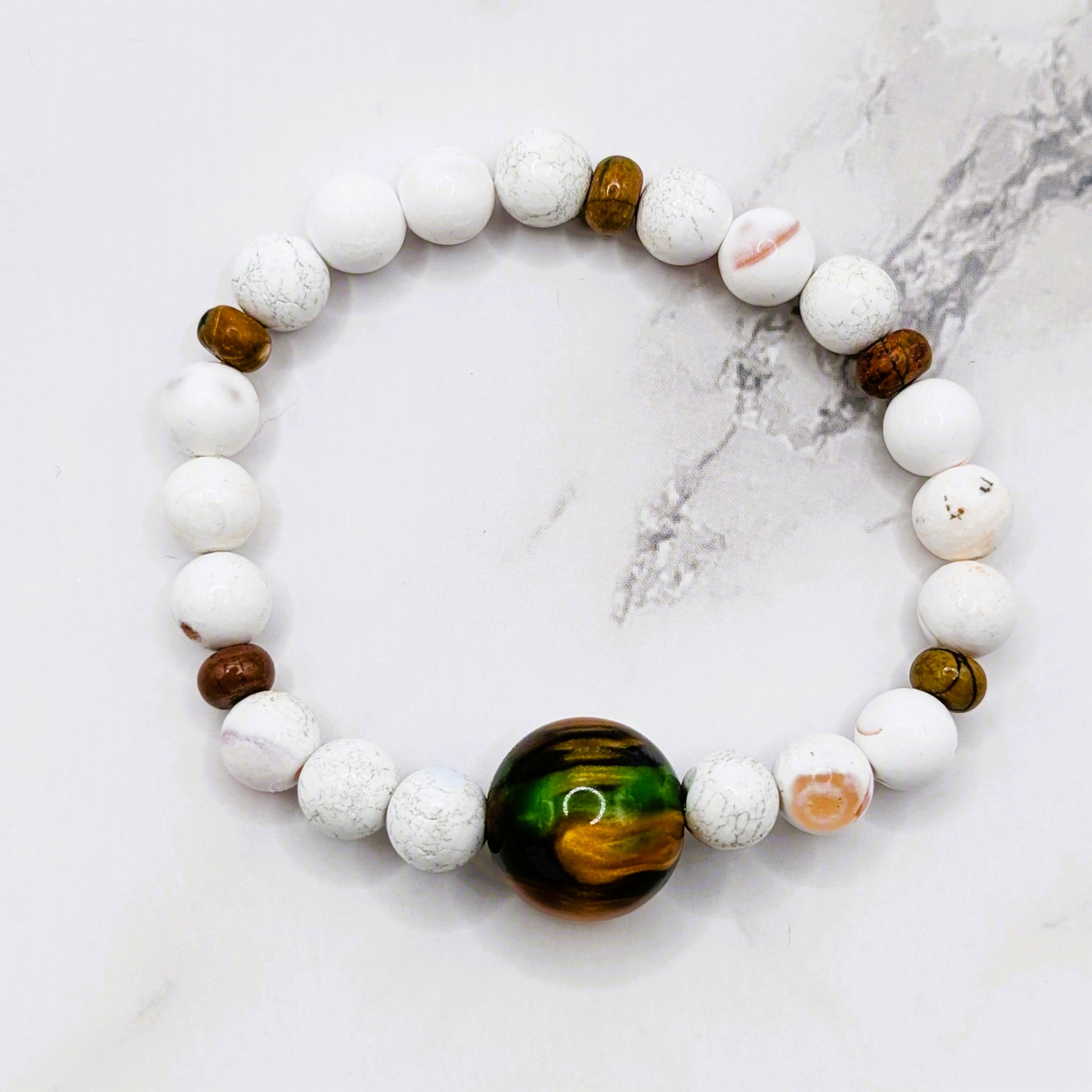 Orange Blossom Agate & Dark Woods Bracelet