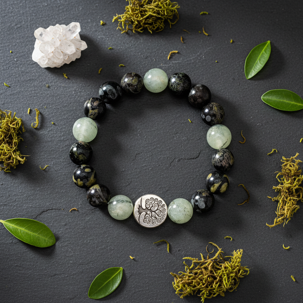 Prehnite Flower Obsidian Flat Lay