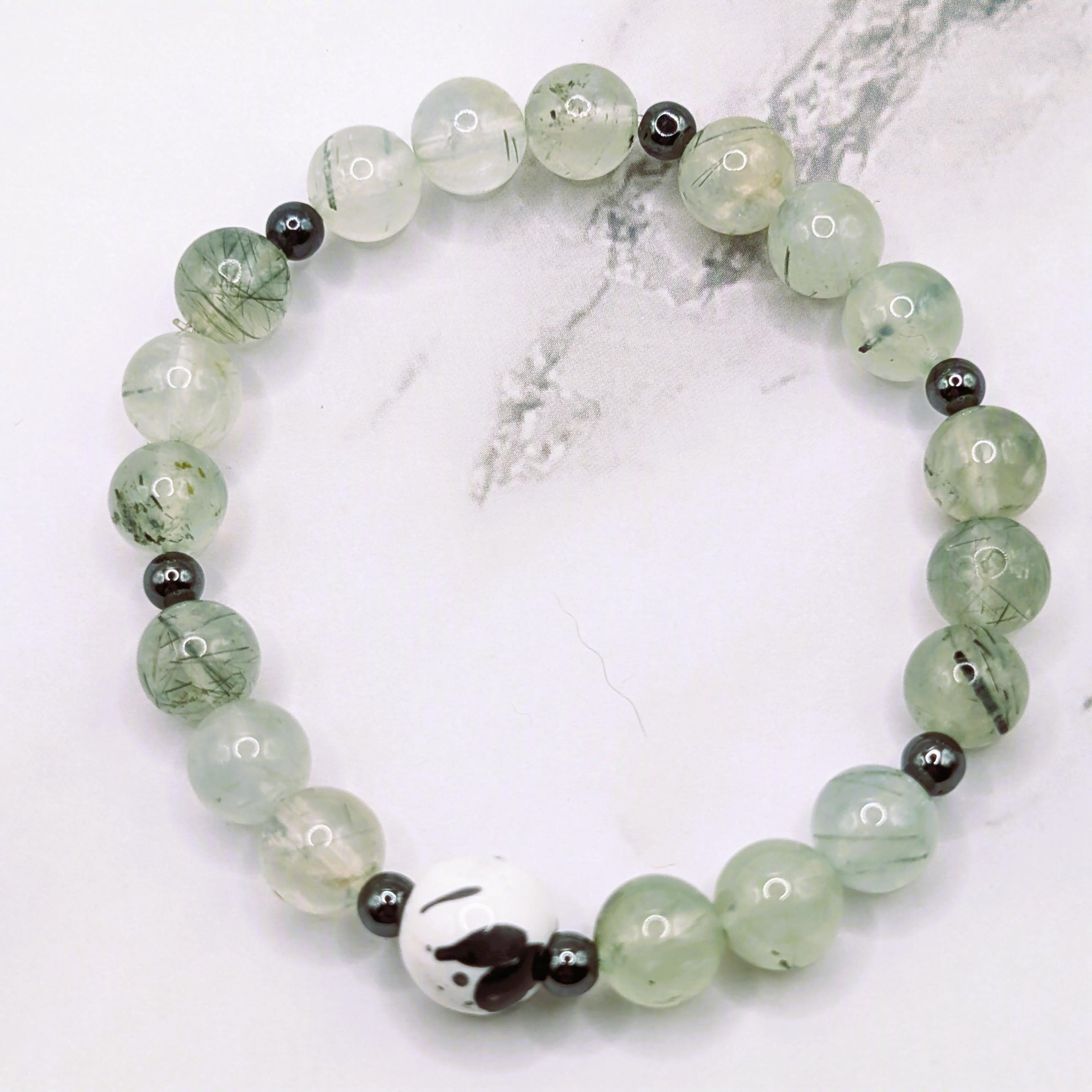 Prehnite & Hematite Bracelet