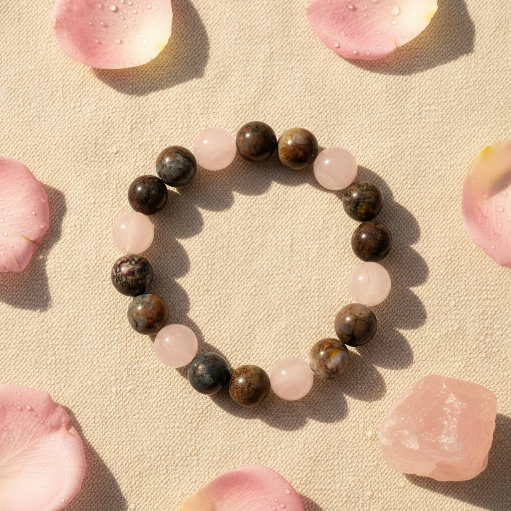 Rose Quartz Pietersite Flat Lay