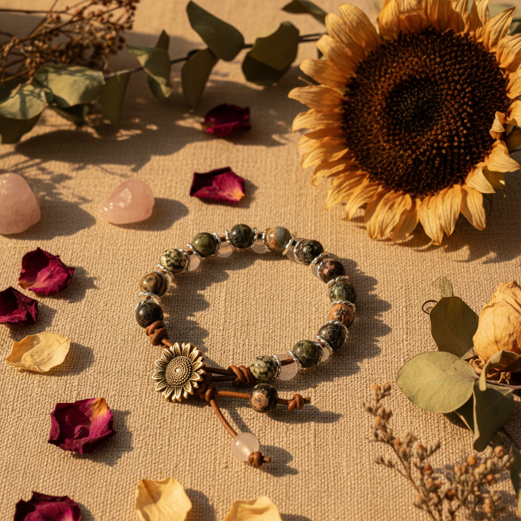 Rose Quartz Snowflake Flat Lay