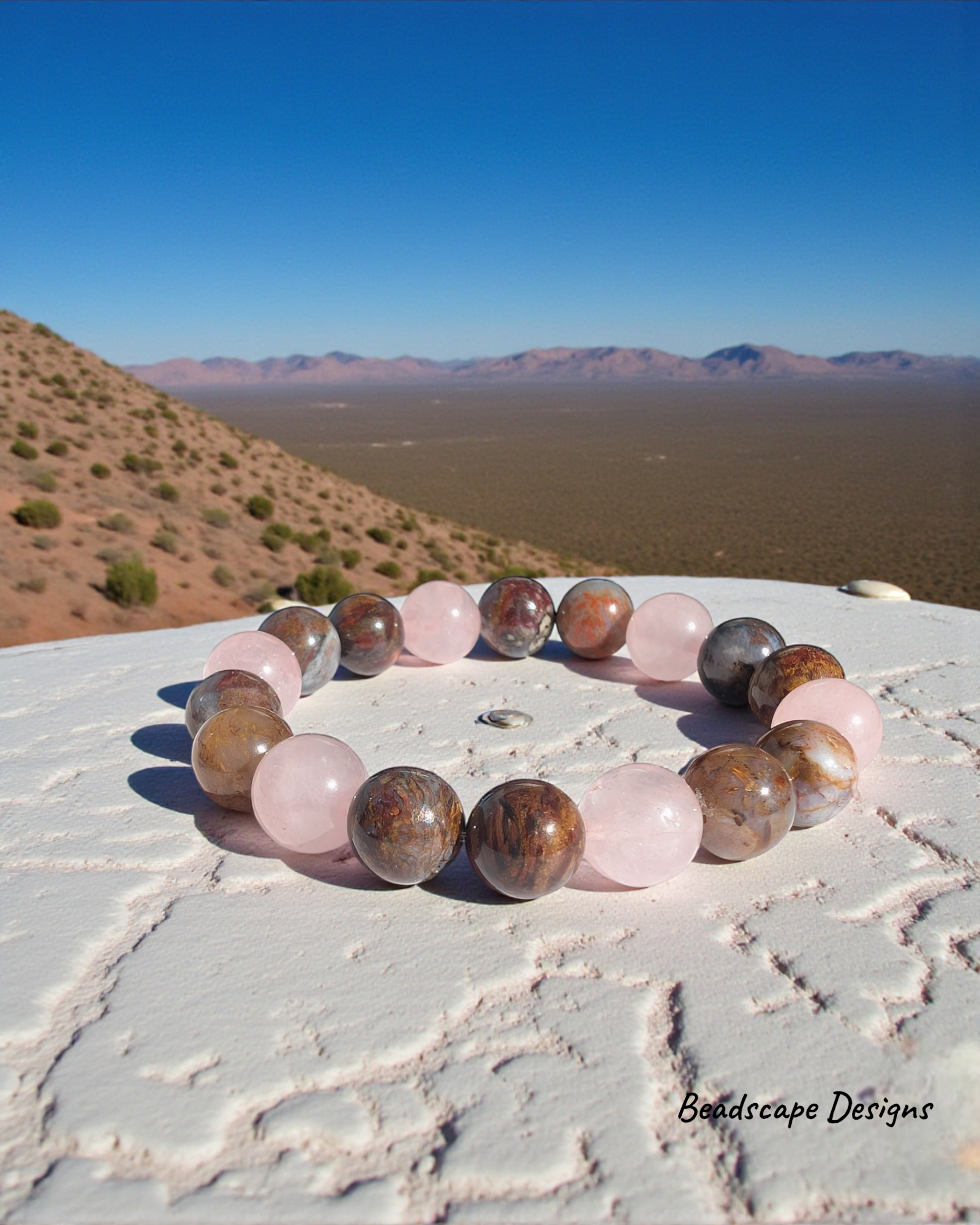 Rose Quartz and Pietersite Stretch Bracelet