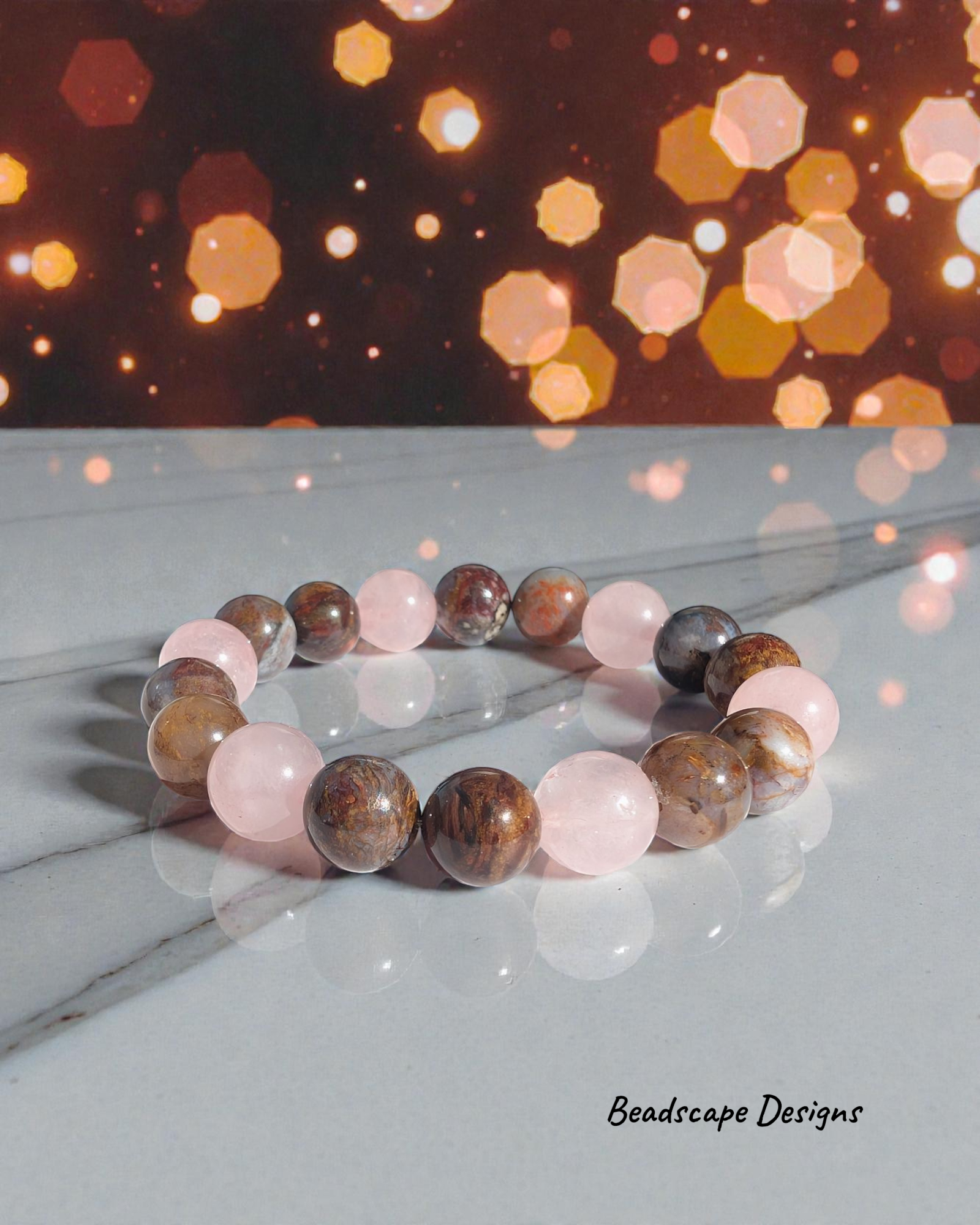 Rose Quartz and Pietersite Stretch Bracelet