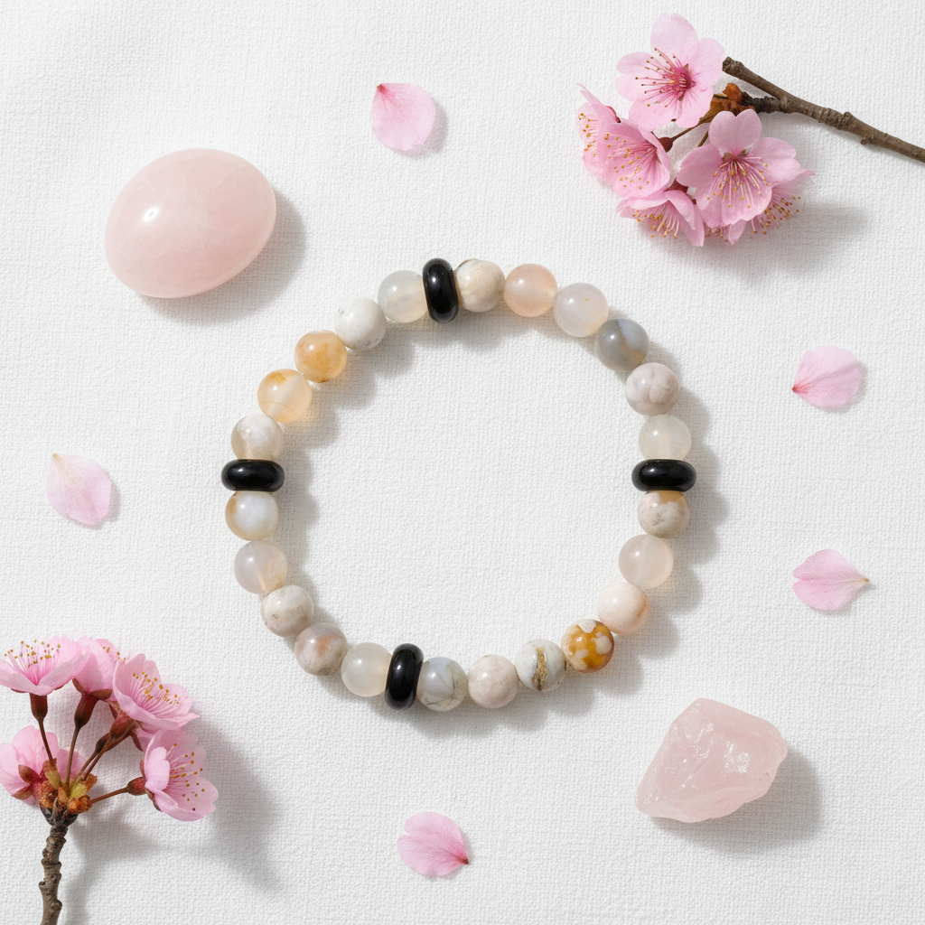 Sakura Agate Black Glass Editorial