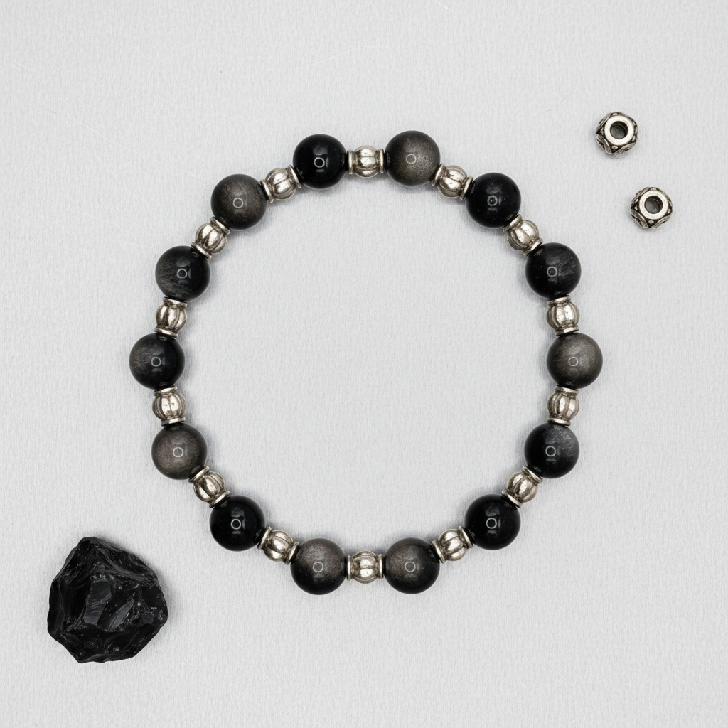 Silver Sheen Obsidian Silver Accents — Sharp