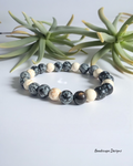 Snowflake Obsidian and White Howlite Stretch Bracelet
