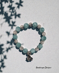 Green Pectolite Stretch Bracelet with Butterfly Charm