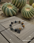 Tiger Eye Bracelet with Cactus Beads and Charm - Handmade Gemstone Bracelet
