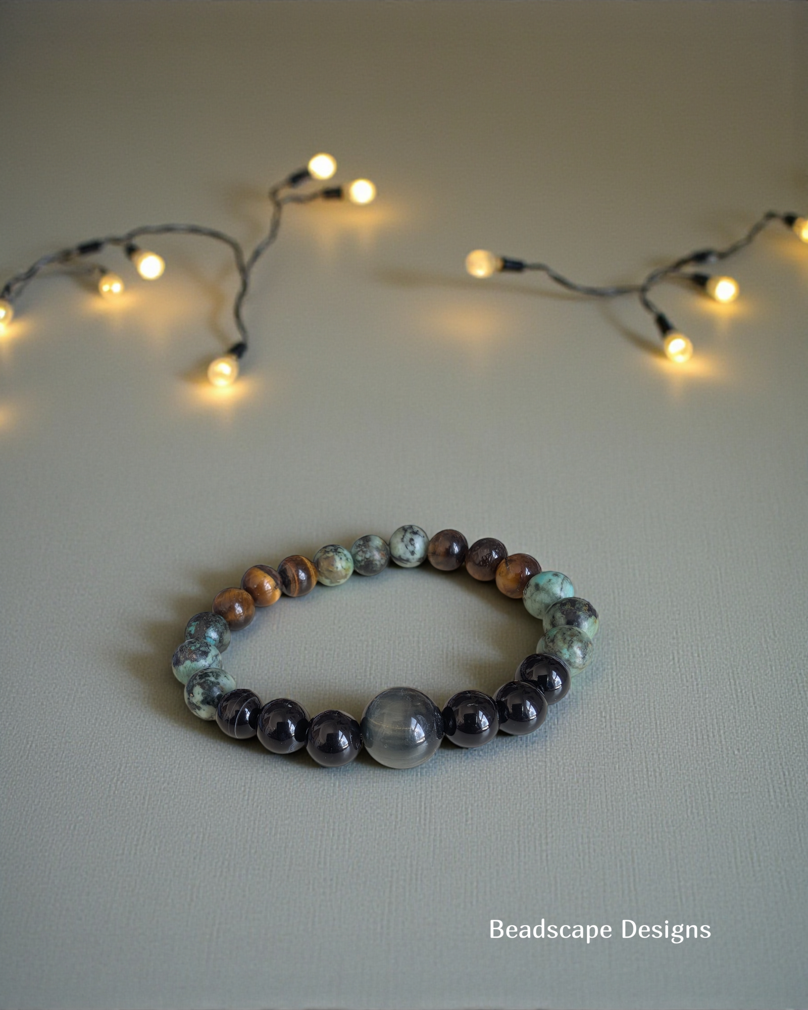 Multi-Stone Bracelet - Black Sardonyx, Tiger Eye & African Turquoise